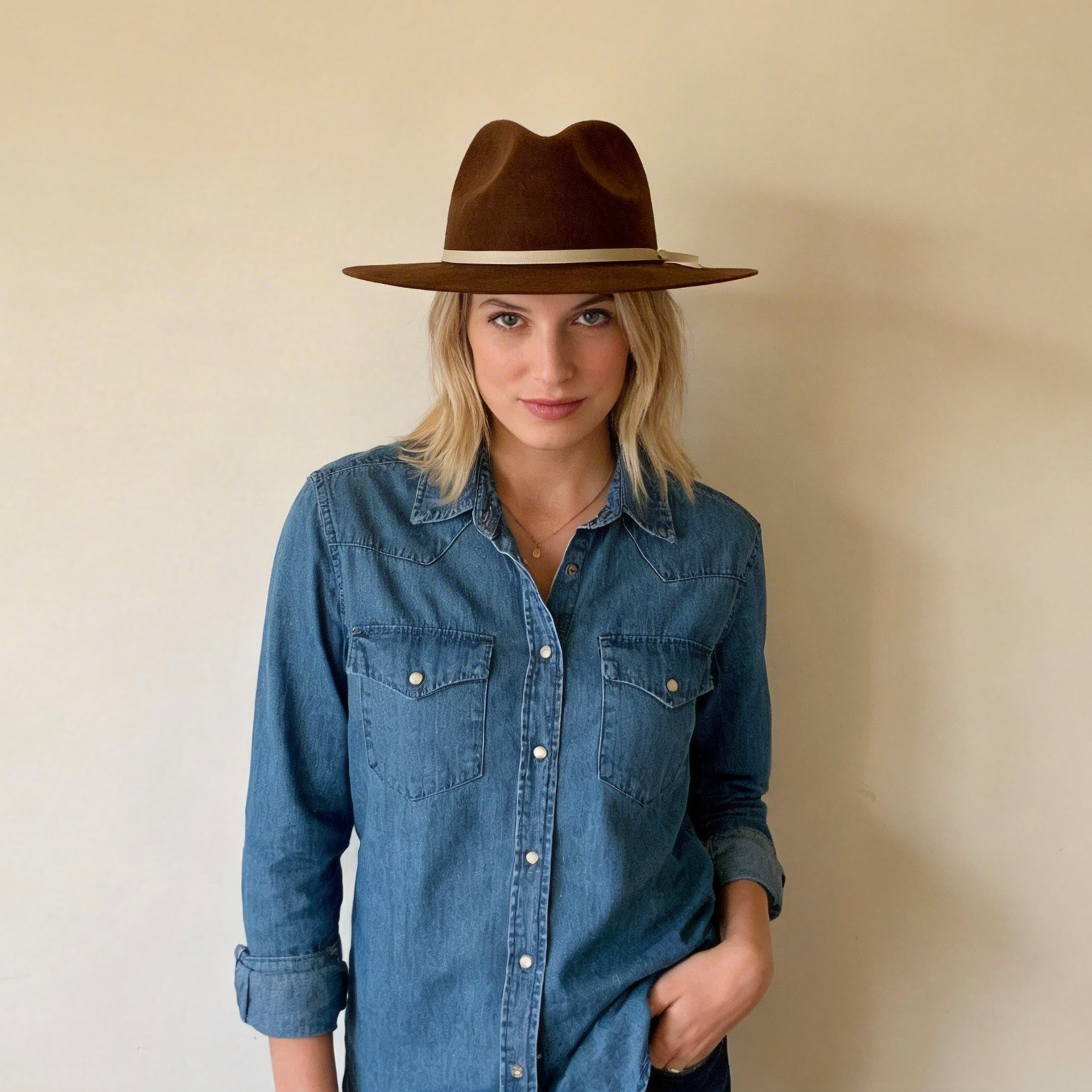 Brown Felt Fedora – Clean Lines, Ribbon Trim
