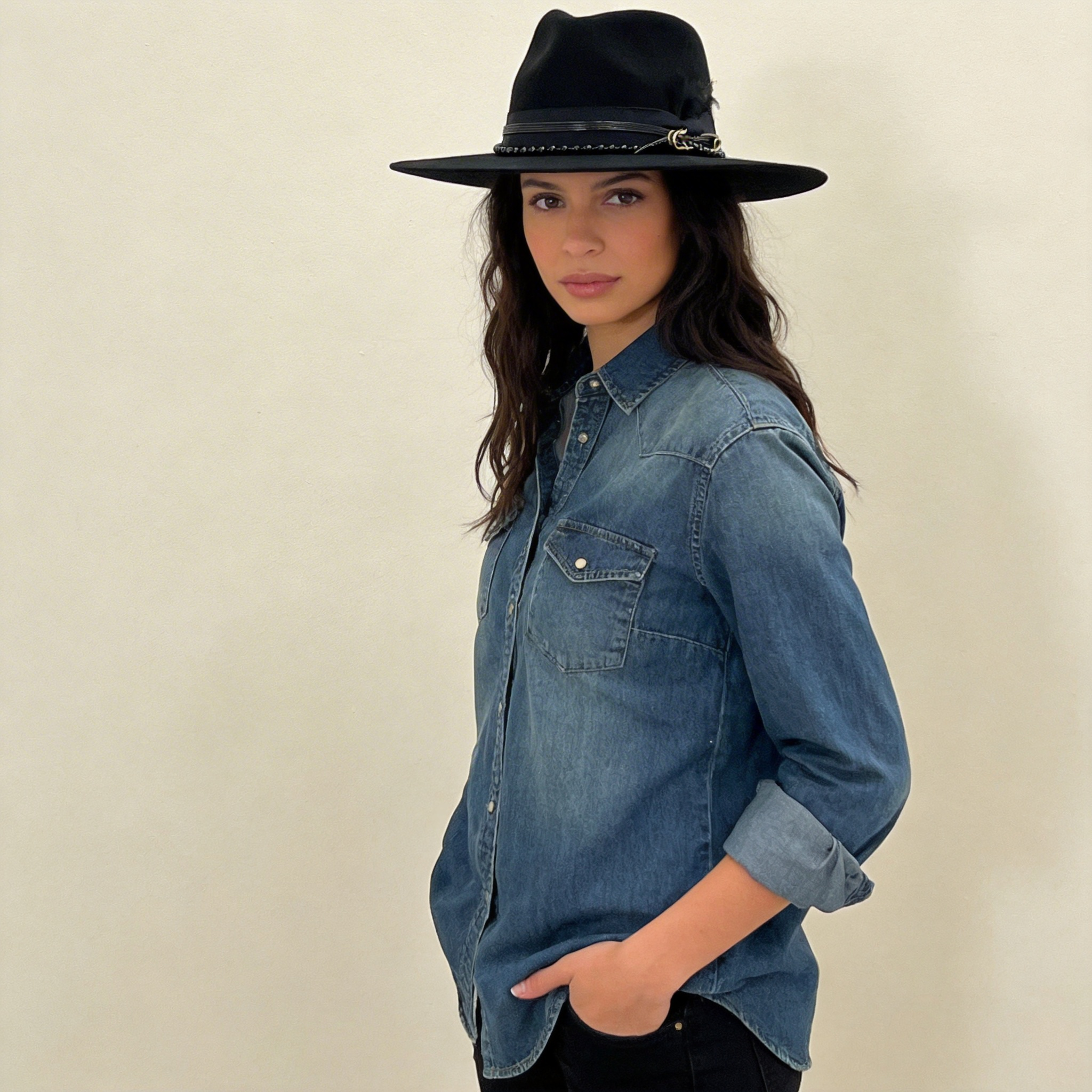 Artisan Felt Hat – Beaded & Leather Accents