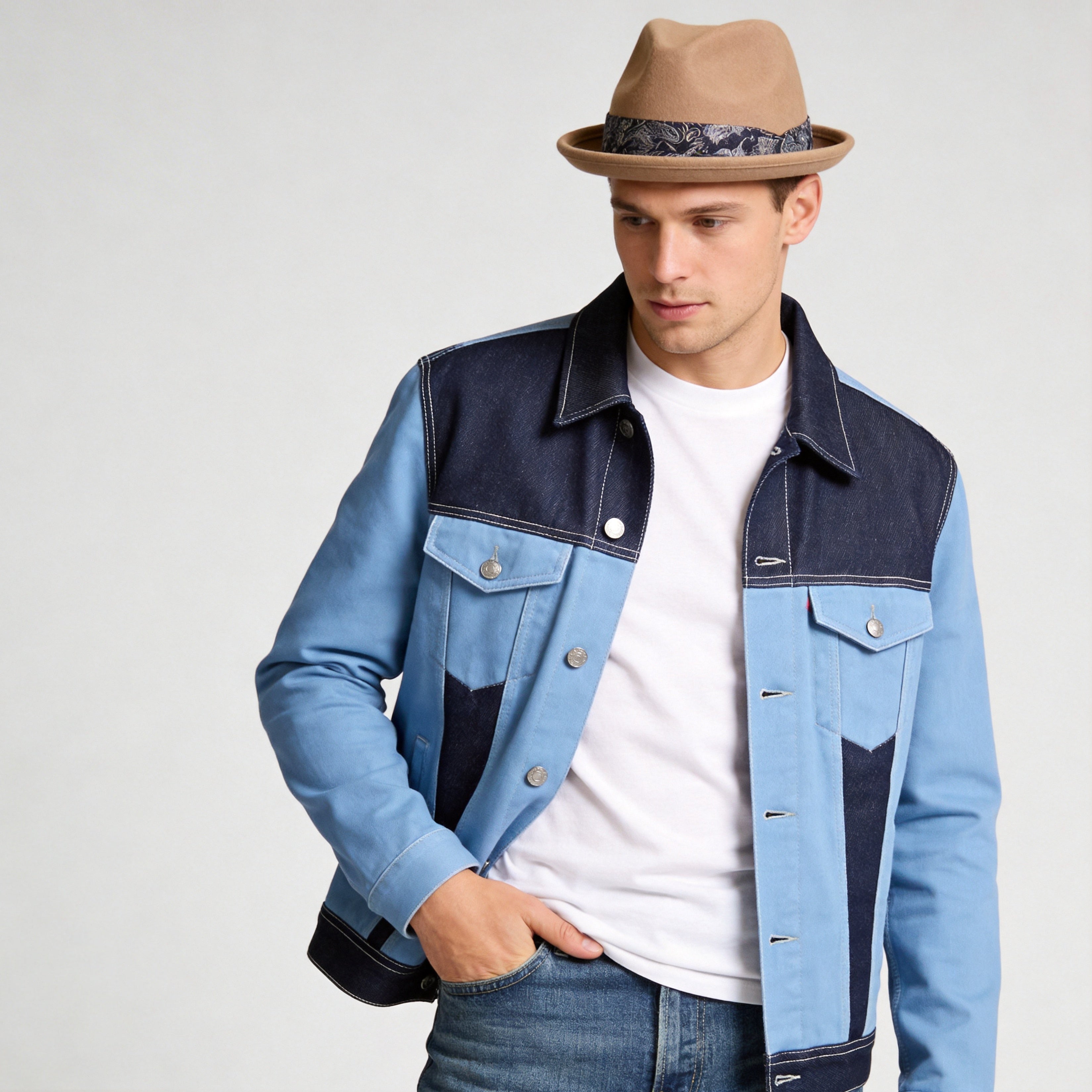 Modern Felt Fedora – Printed Accent
