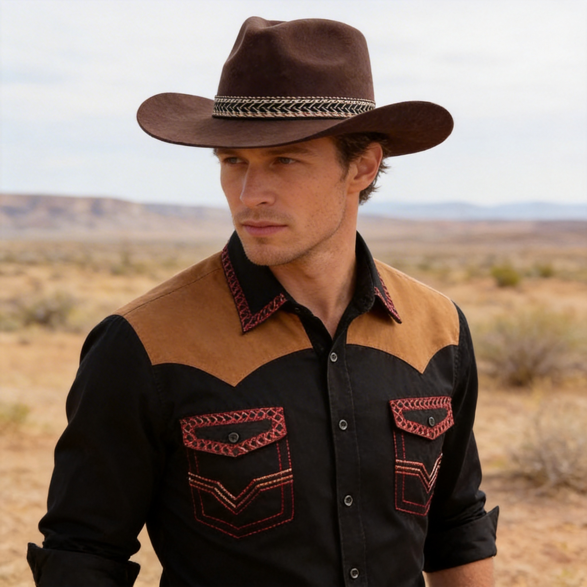 Brown Cowboy – Woven Band Detail