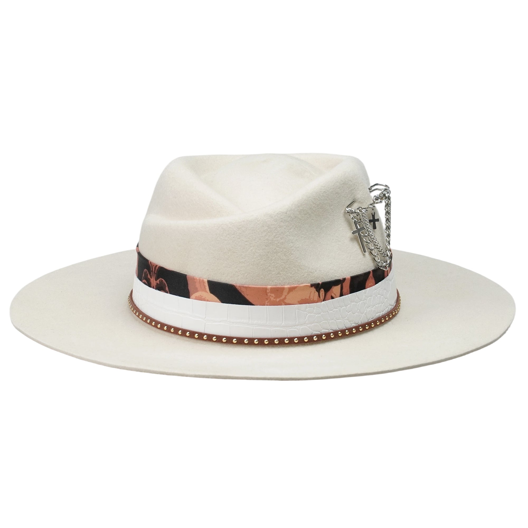 Rose Crown Felt Hat with Silver Pin