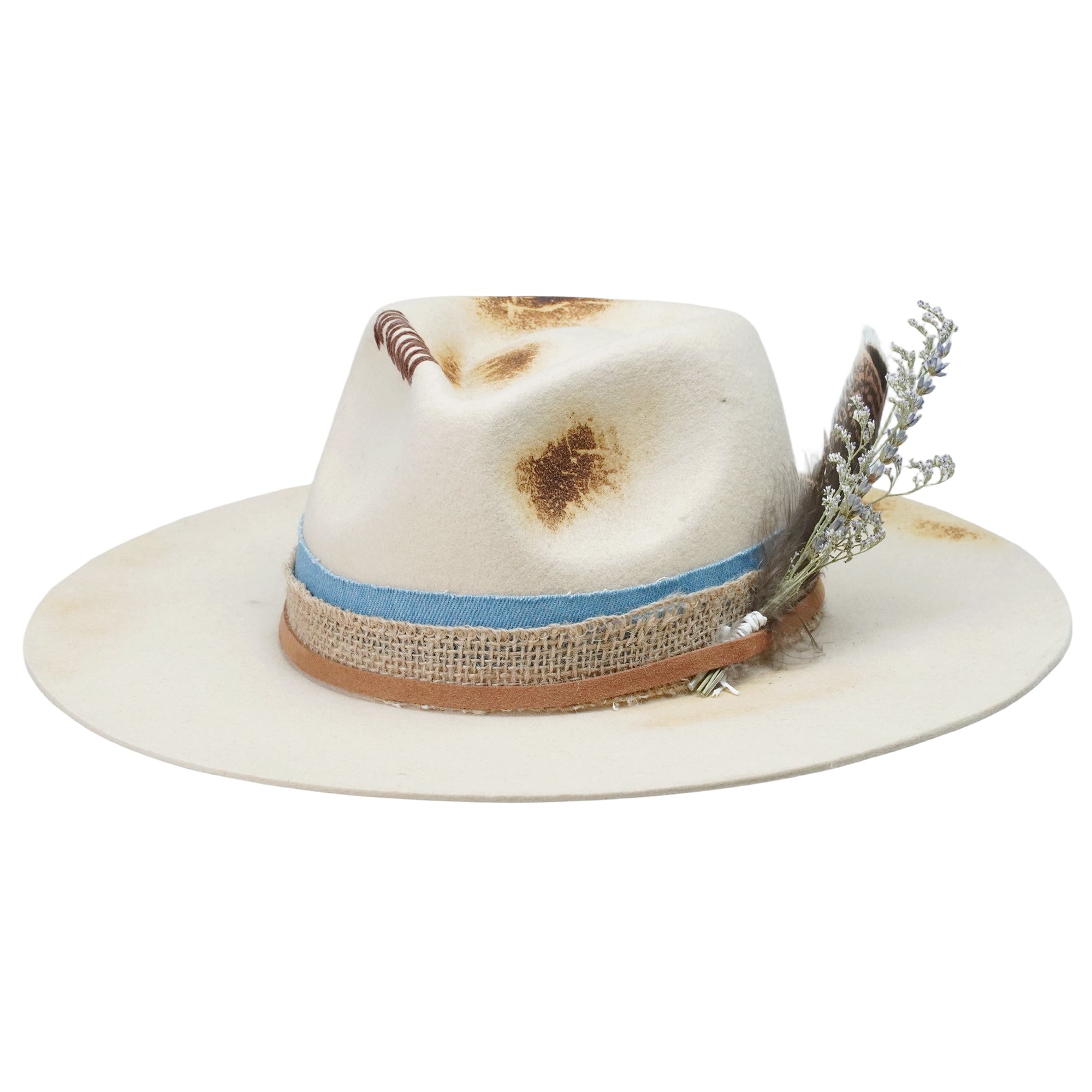 Off-White Felt Hat - Stitched Crown with Rustic Band