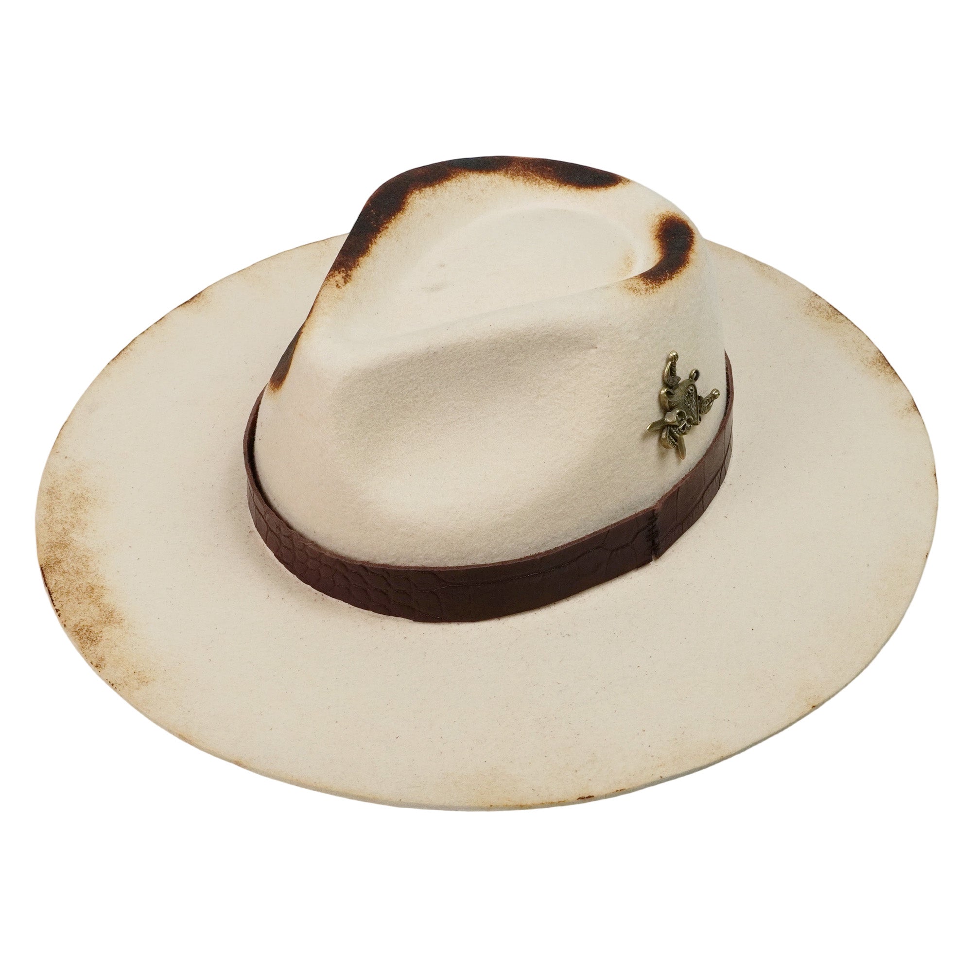 Modern Felt Hat – Distressed Edge, Copper Metal Trim
