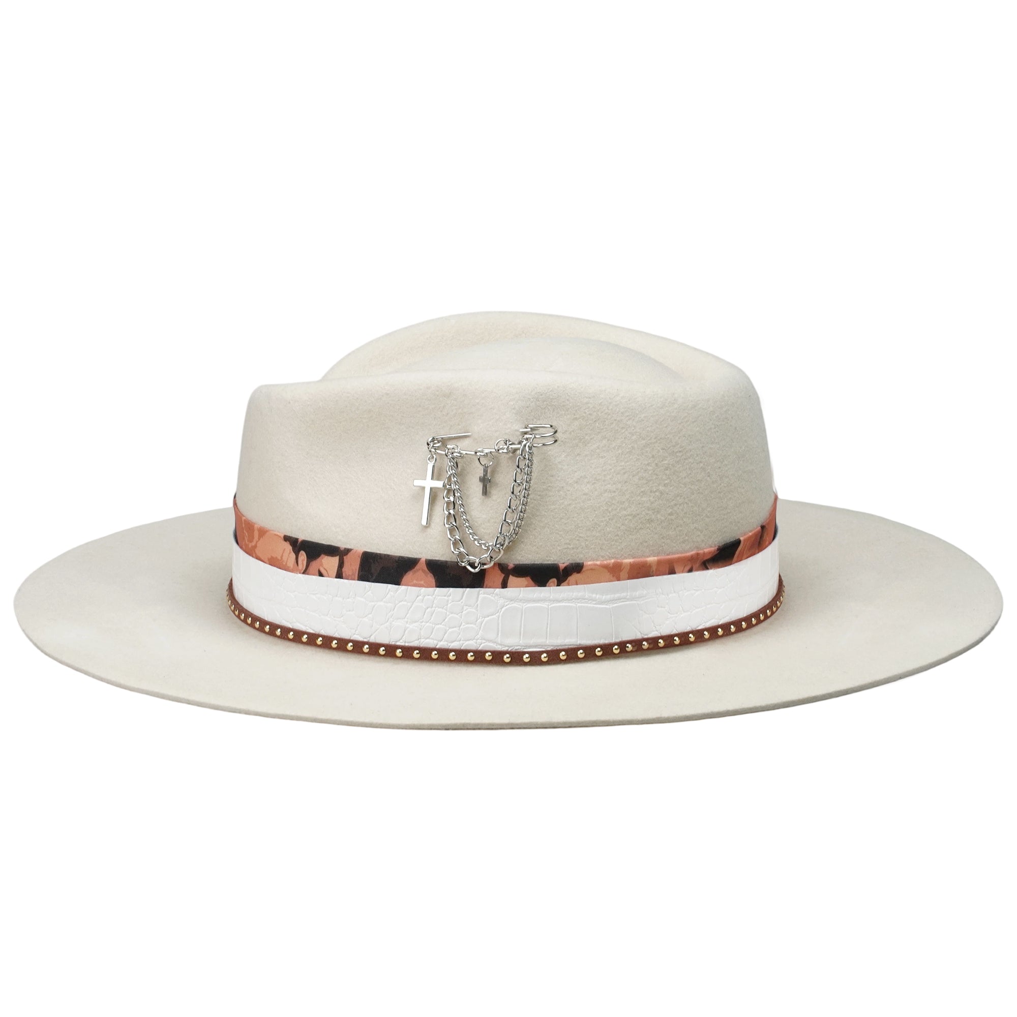 Rose Crown Felt Hat with Silver Pin