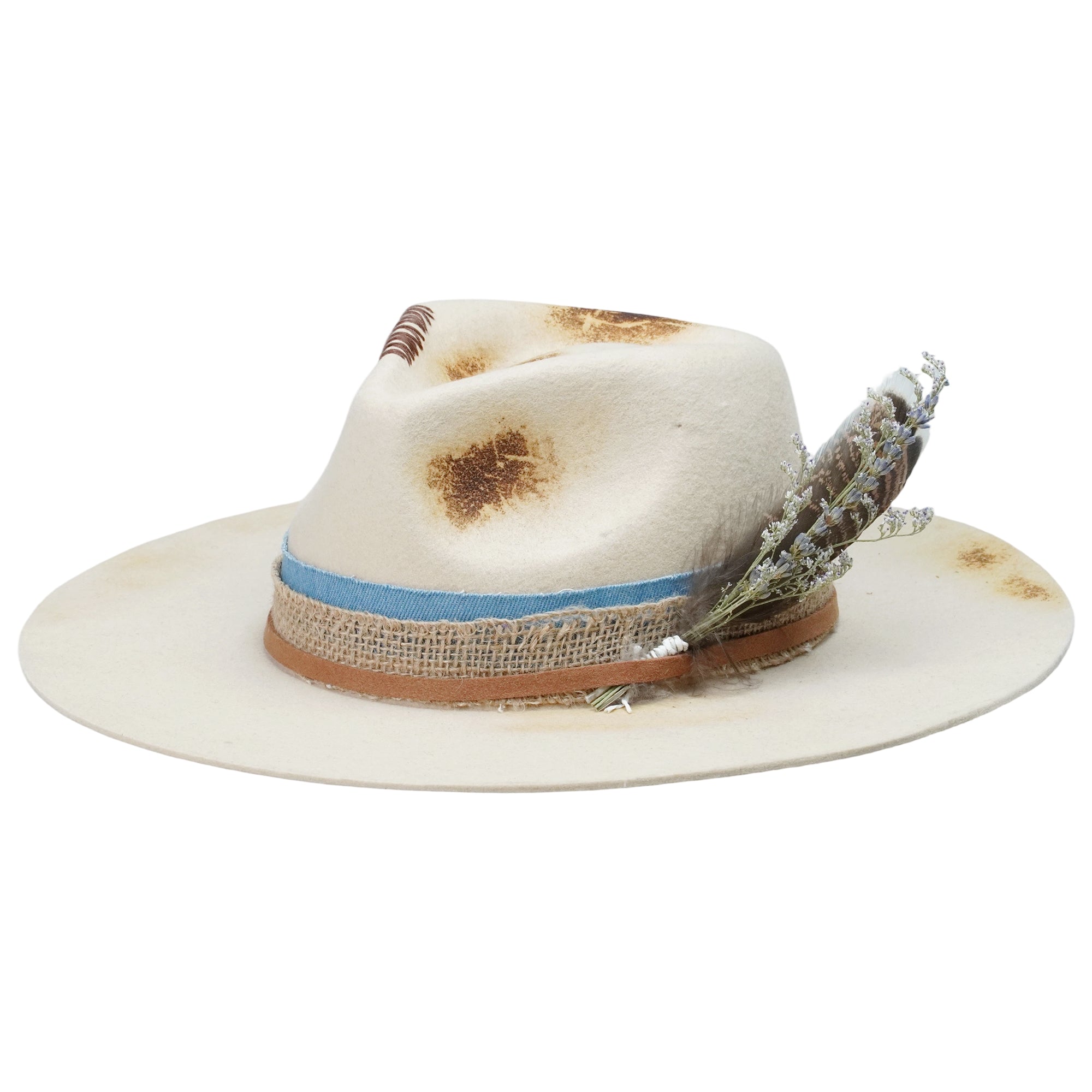 Off-White Felt Hat - Stitched Crown with Rustic Band