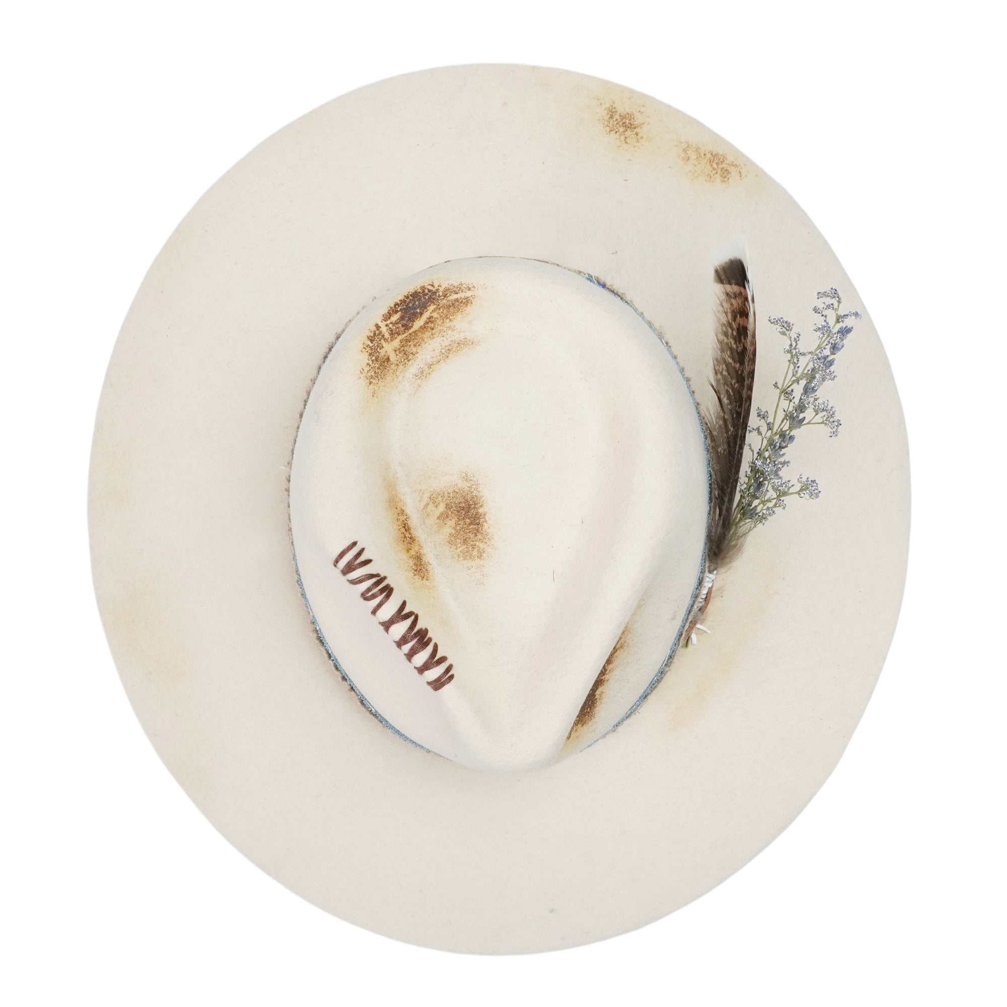 Off-White Felt Hat - Stitched Crown with Rustic Band