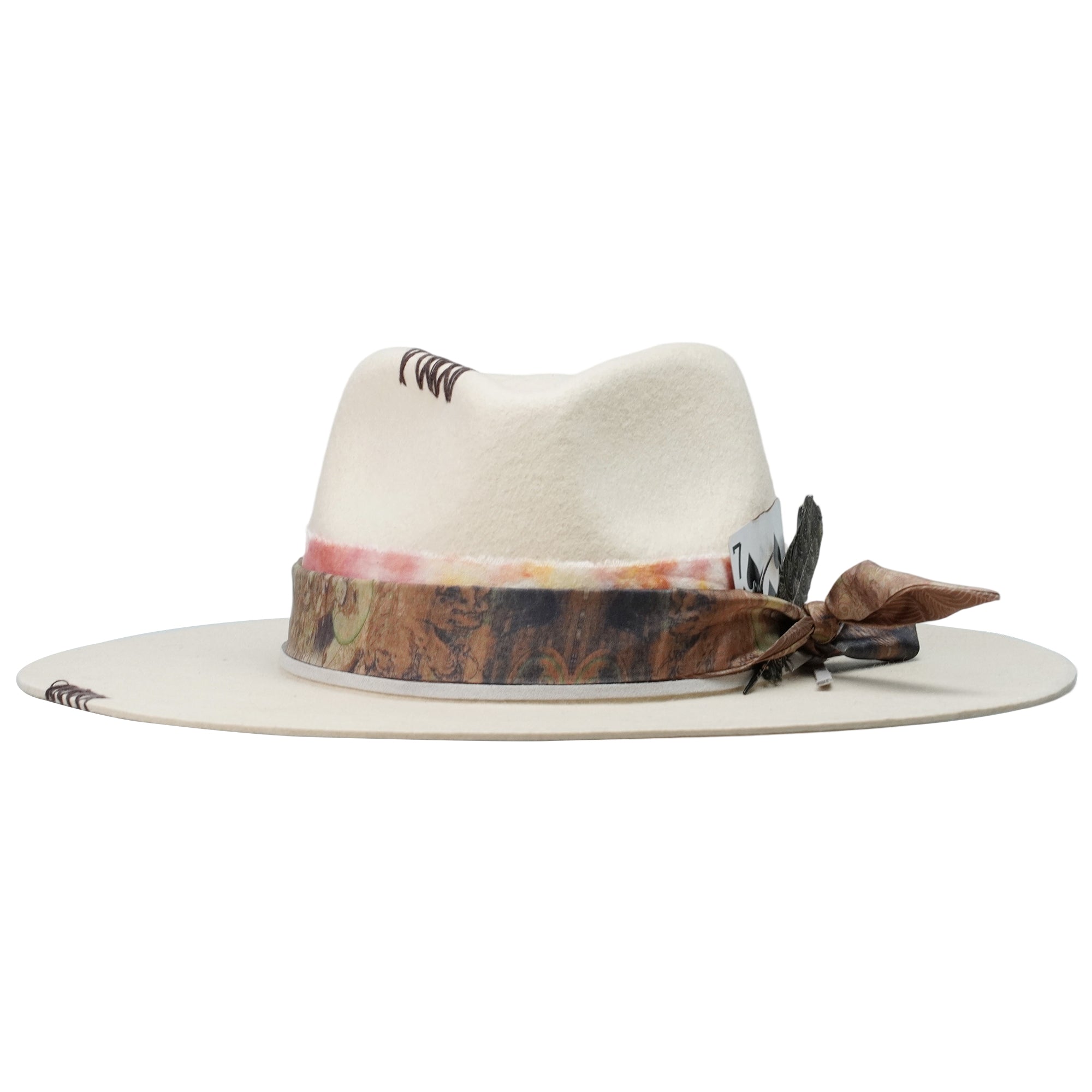Elegant Beige Hat with Decorative Card Detail