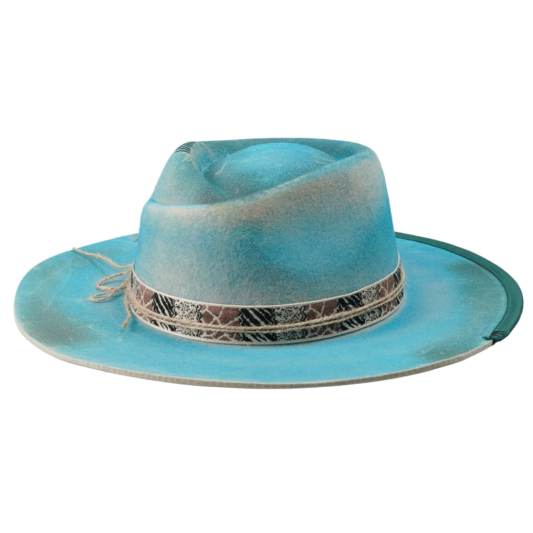 Minimalist Felt Hat – Blue-Green Body, Clean Lines