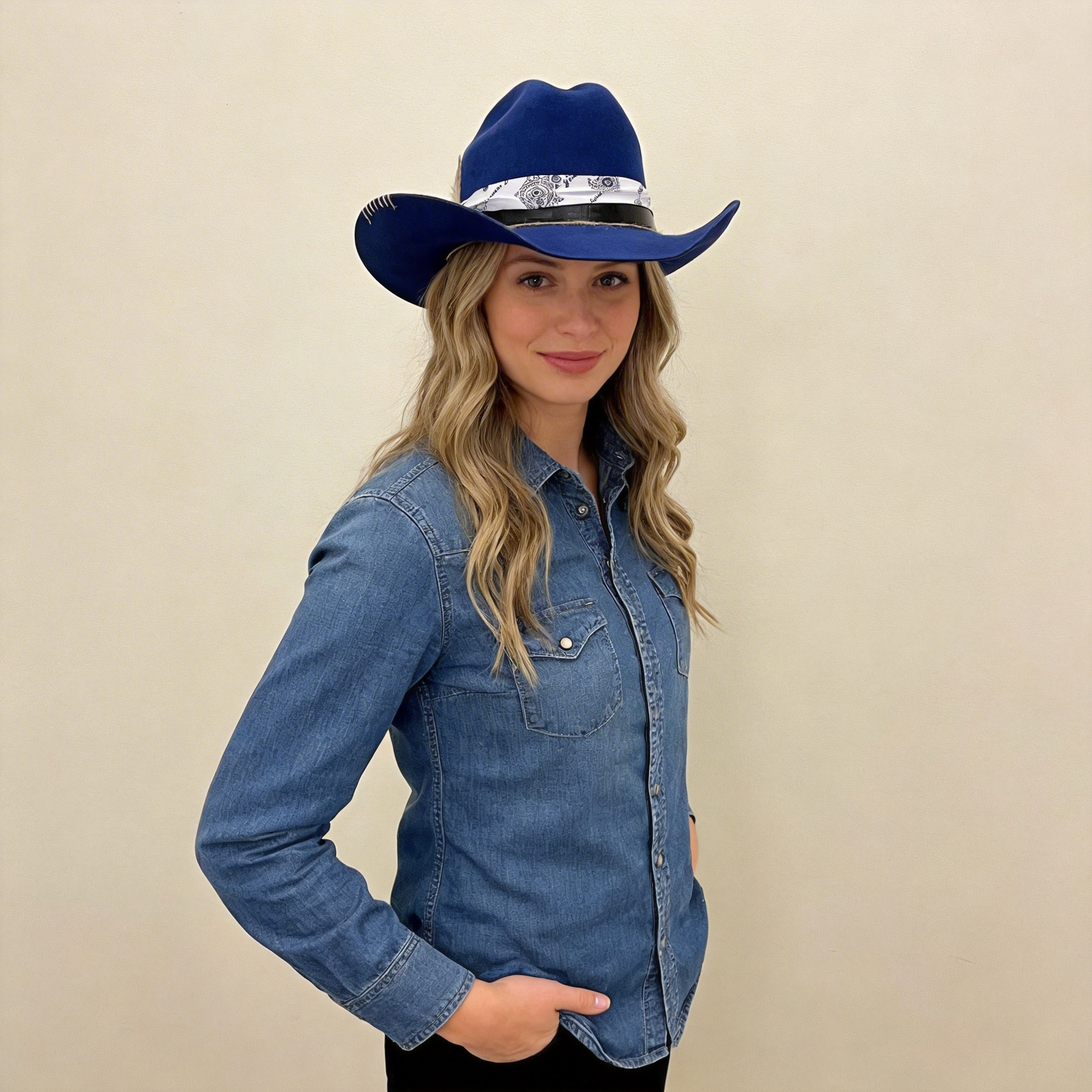 Contemporary Cowboy Hat – Navy w/ Hand-Stitched Detail