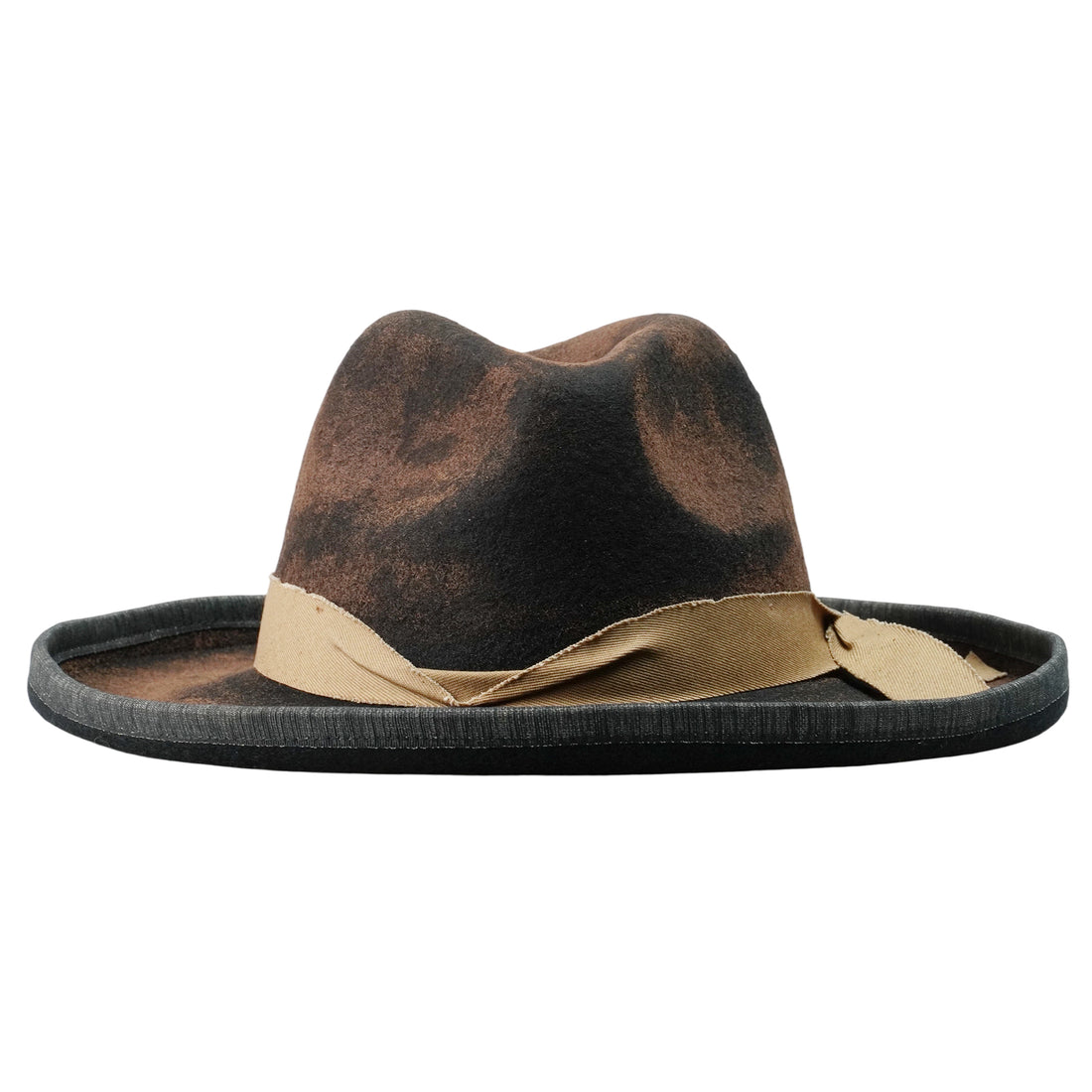 Burnt Edge Fedora - Black with Light Khaki Band