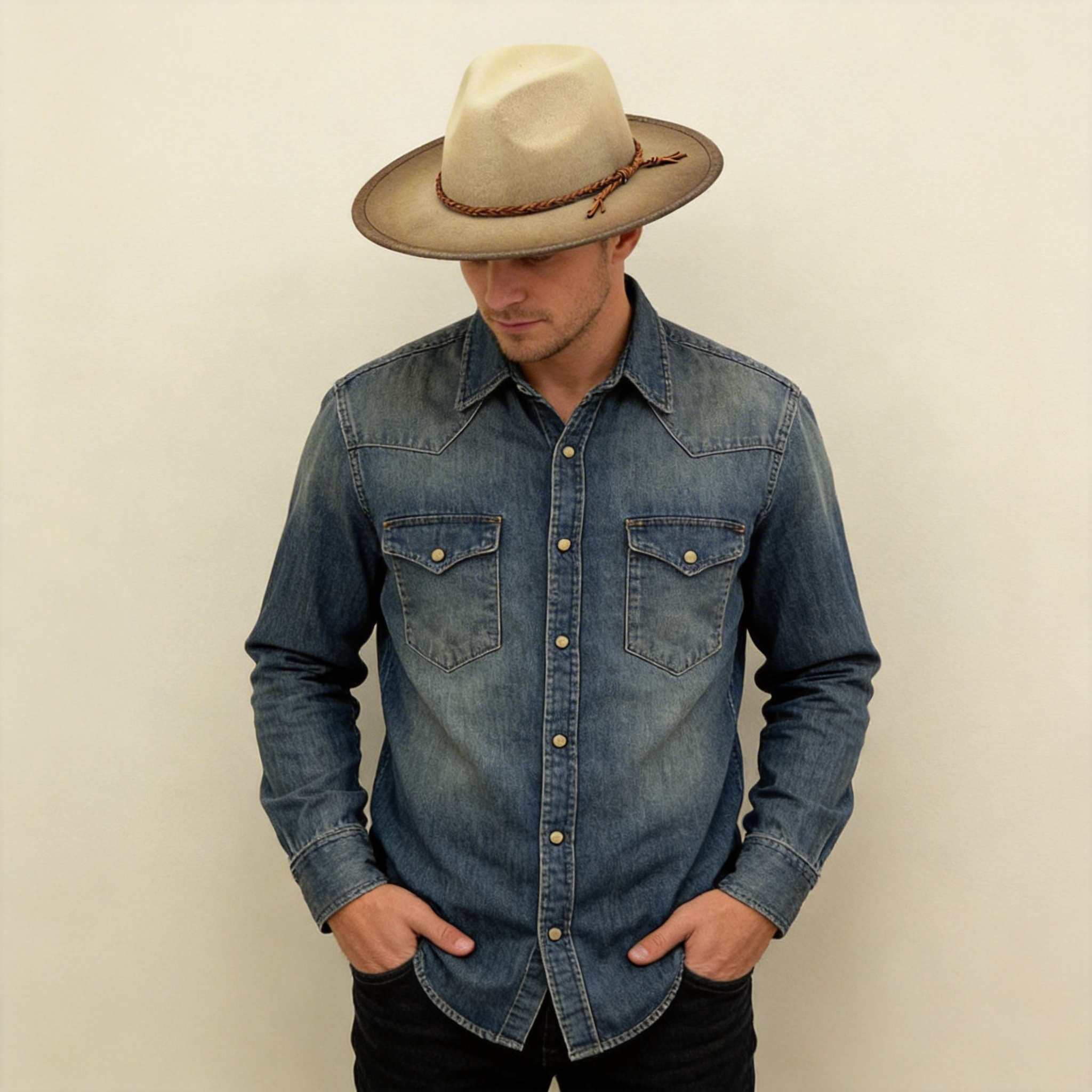 Gradient Oatmeal Flat-Brim – Braided Cord Knot