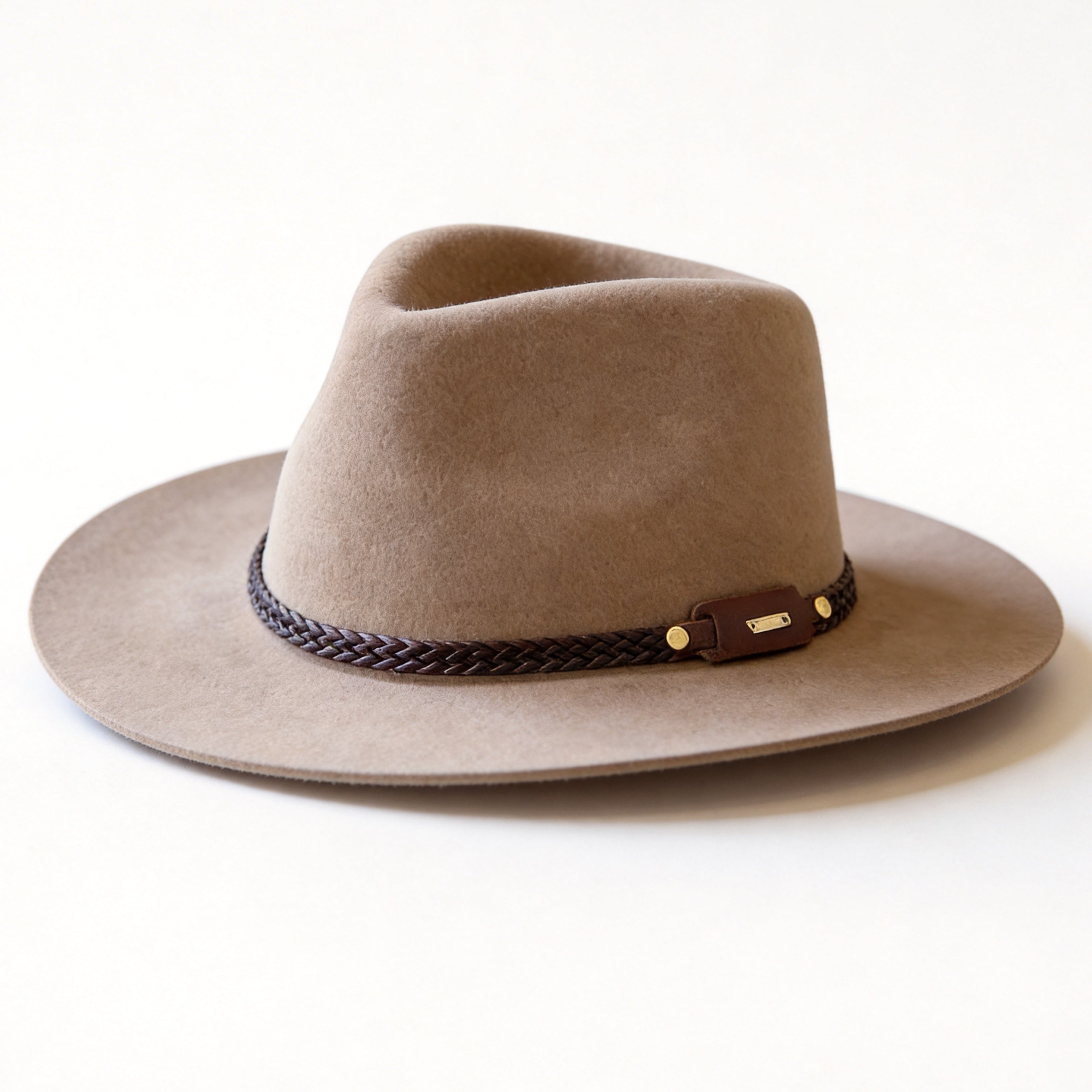 Earth-Tone Flat-Brim – Woven Leather Band