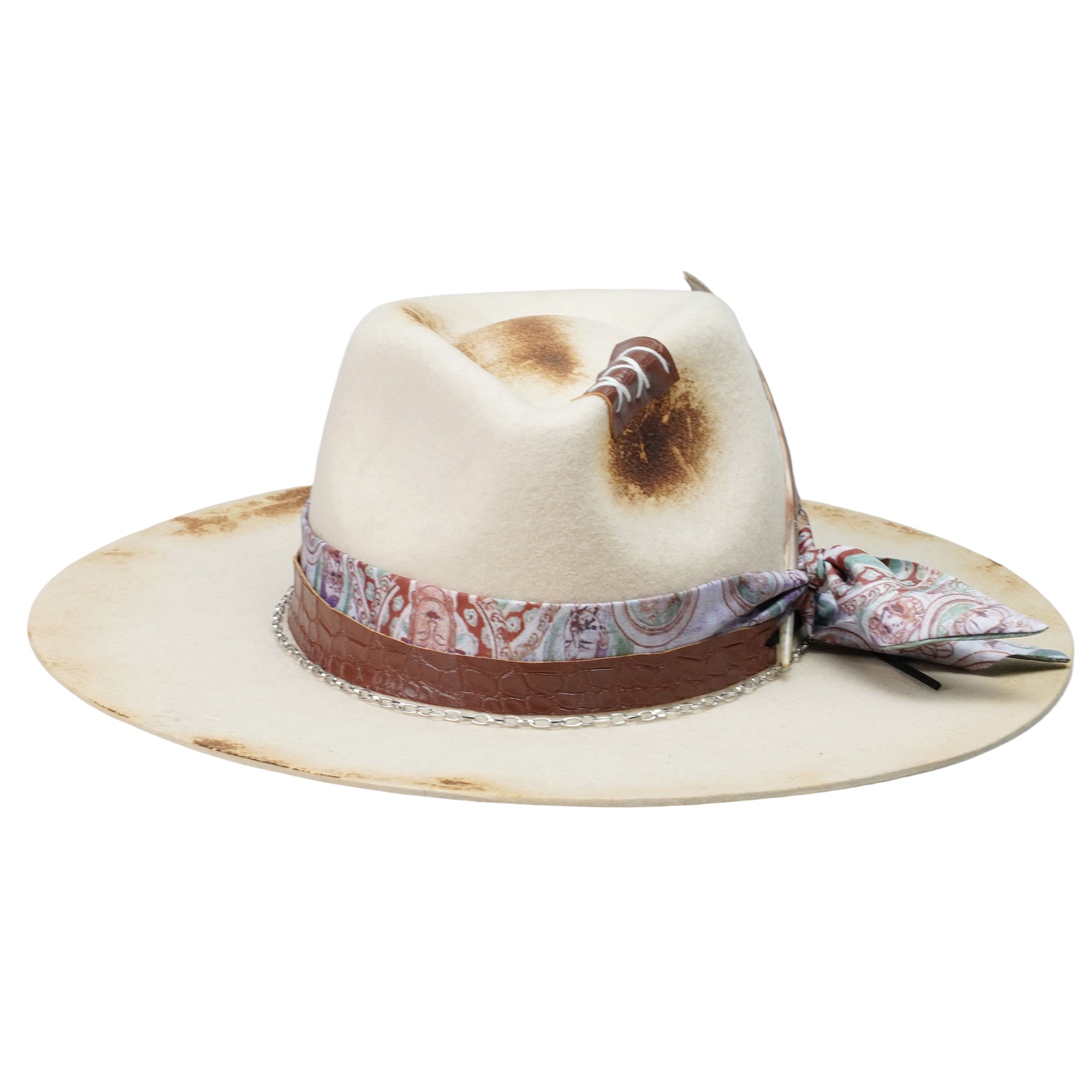 Flat-Brim Hat – Off-White, Charred, Leather, Feathers