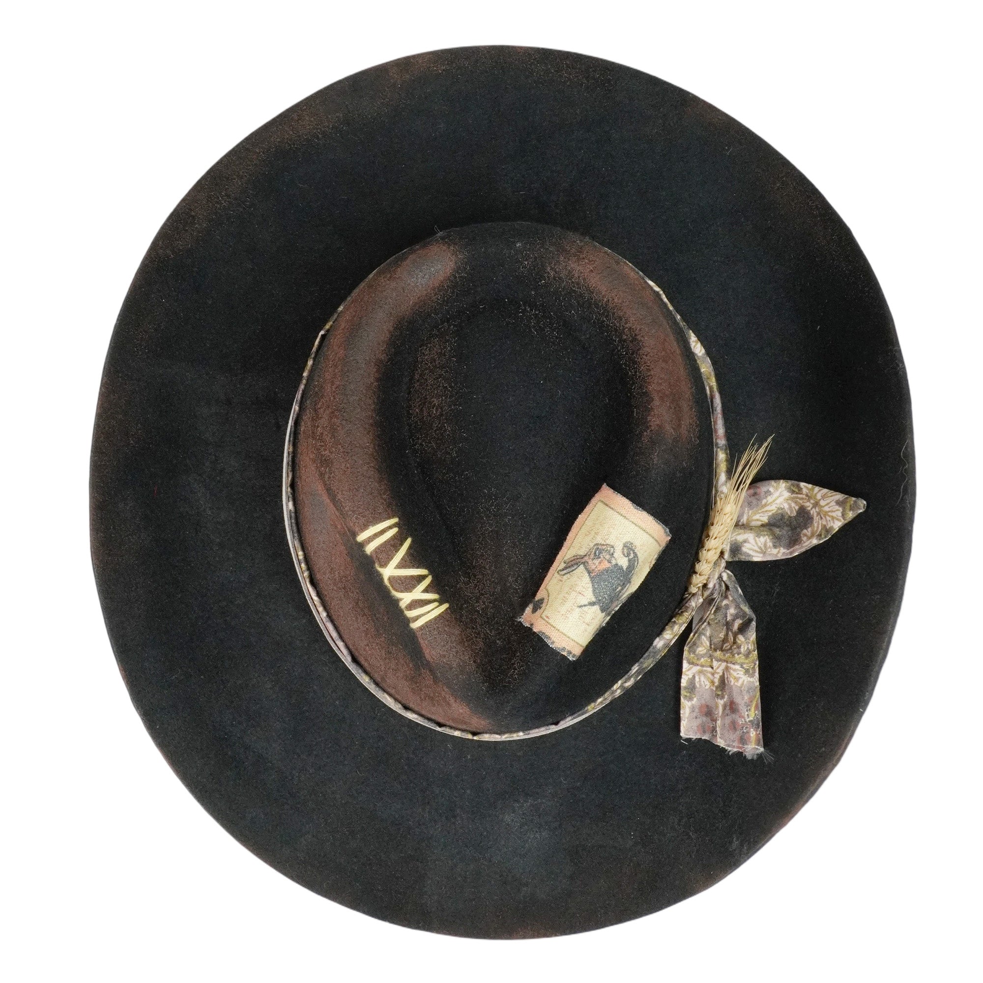 Refined Felt Hat – Black Base, Custom Floral Band