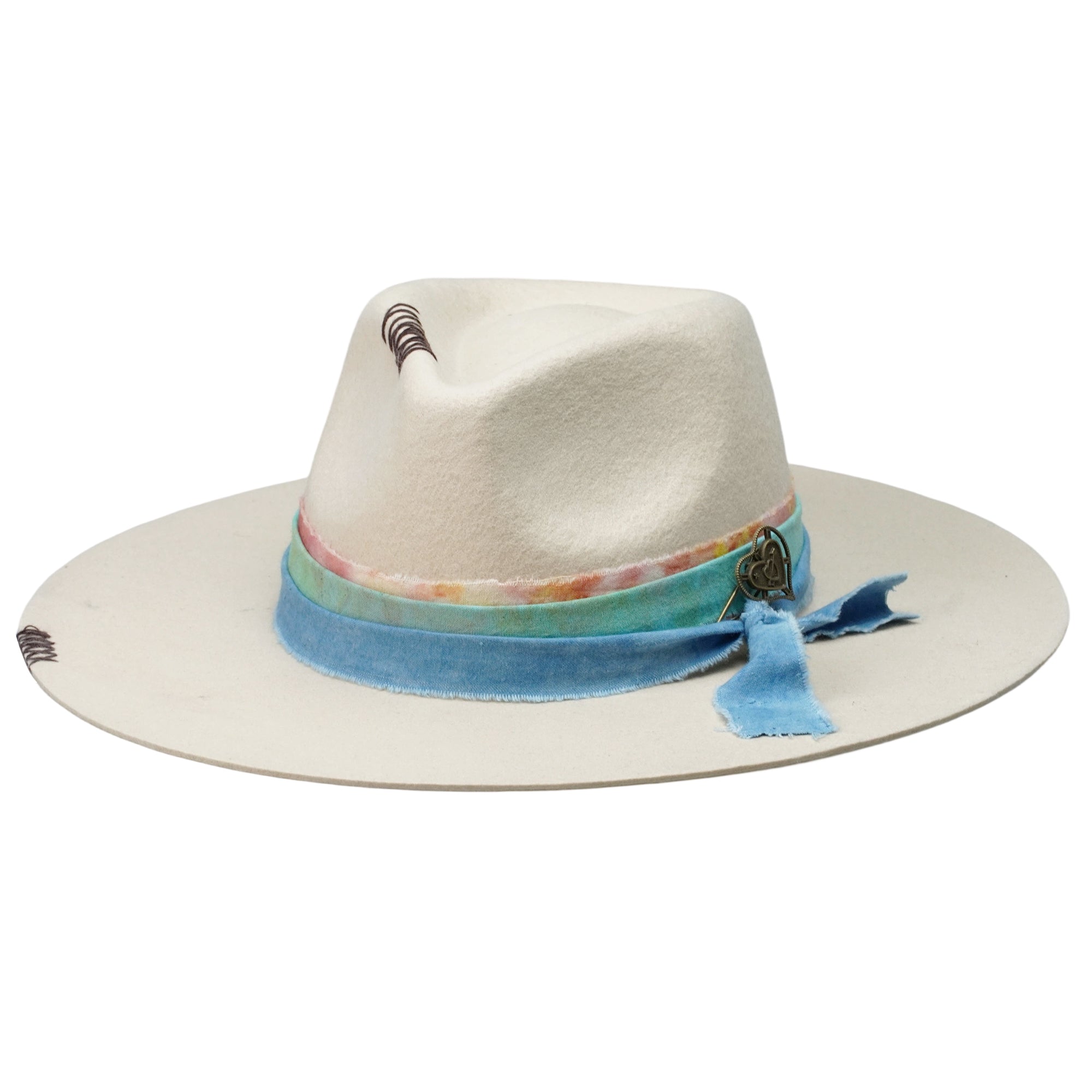 Classic Teardrop Felt Hat – Neutral Tone, Flat Brim, Custom Fabric Band