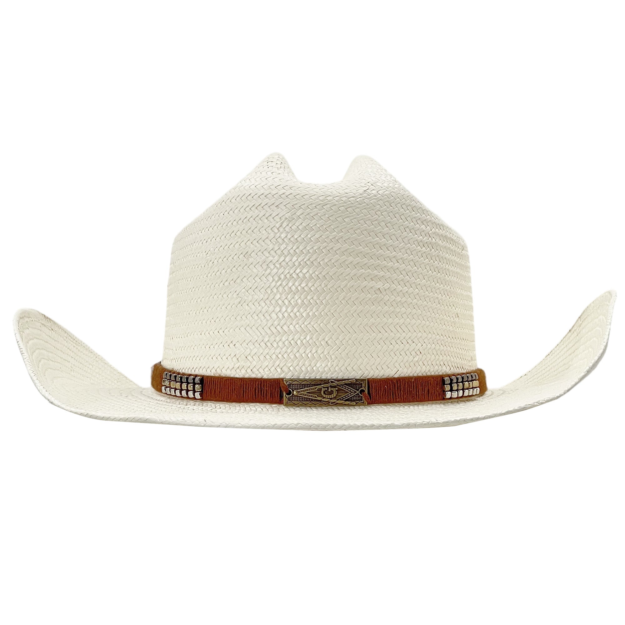 Straw Hat with Vintage Metal Accent