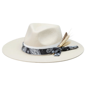 Off-White Straight Brim Felt Hat with Croc Band