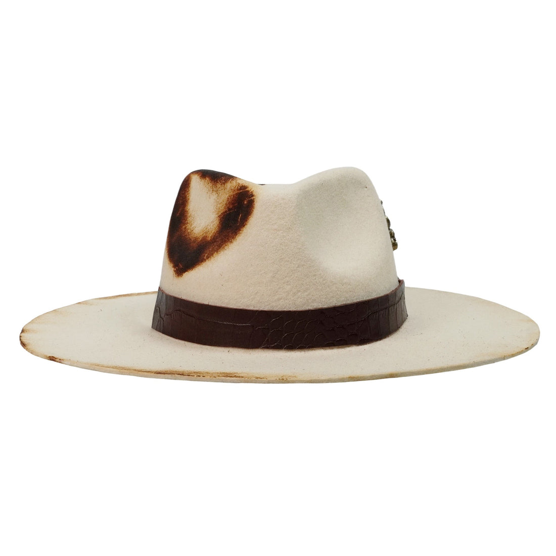 Modern Felt Hat – Distressed Edge, Copper Metal Trim