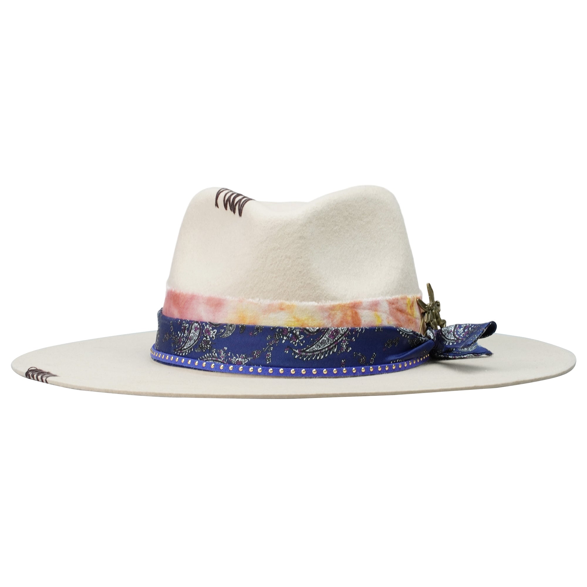 Elegant Off-White Hat with Delicate Metal Accent