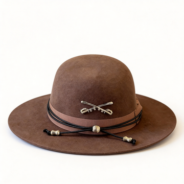 Modern Brown Hat – Minimalist Metal Trim
