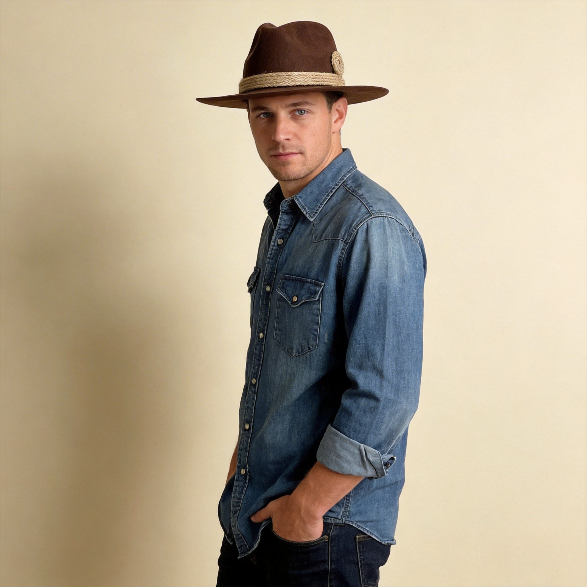Chestnut Flat-Brim – Hand-Sculpted Rope Detai