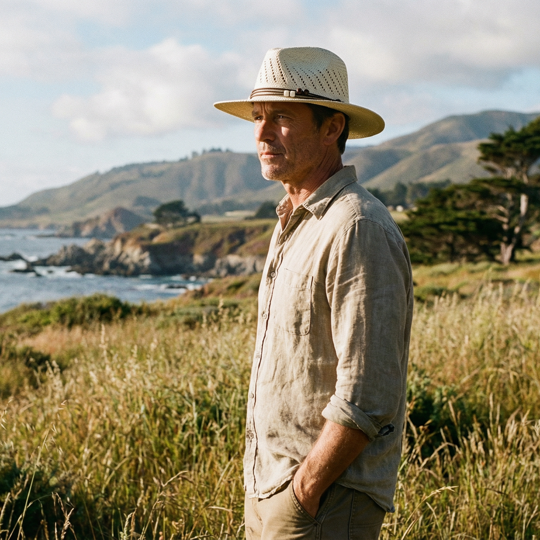 Oatmeal Straw Hat – Custom Beaded Band