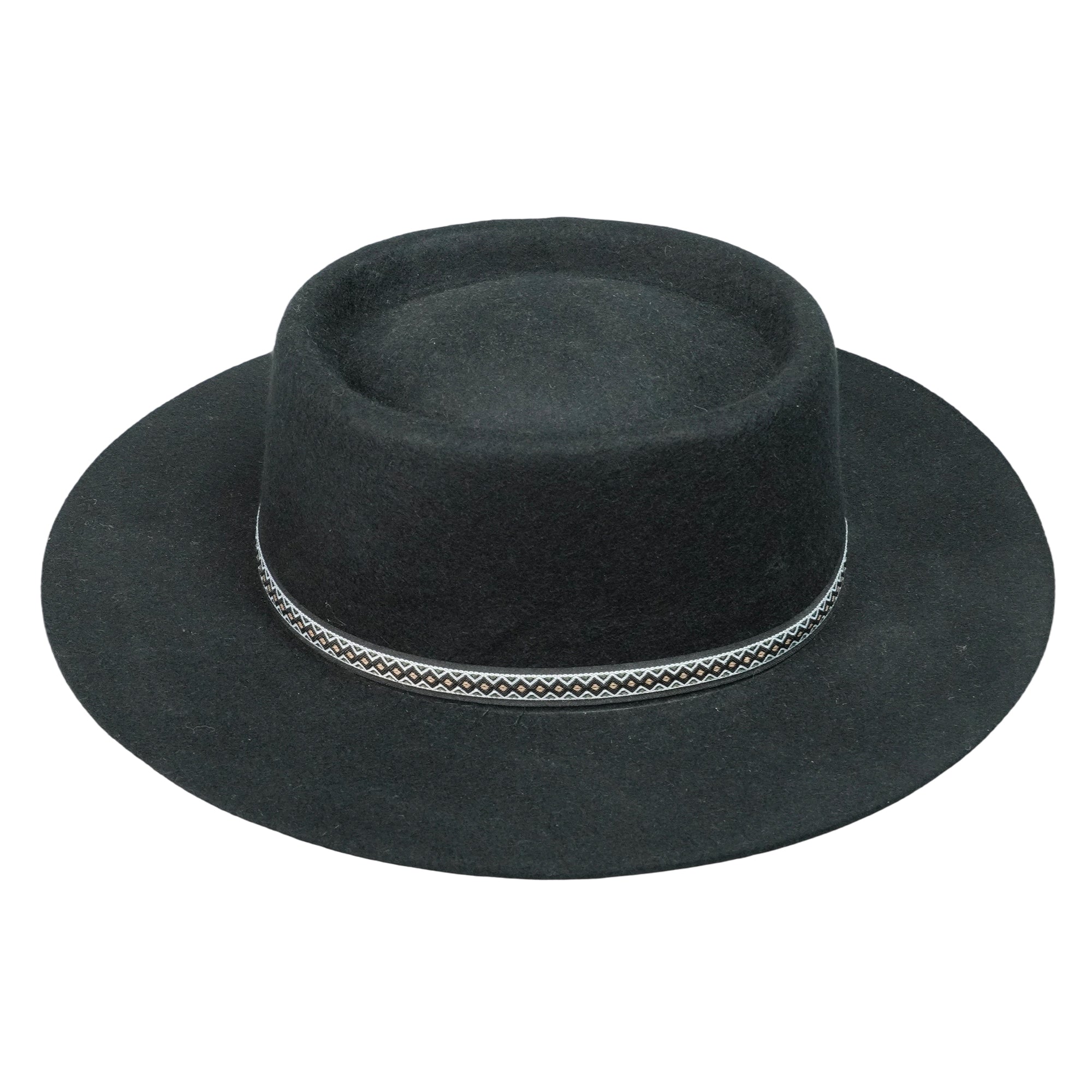 Versatile Black Gambler Hat – Clean Lines, Artistic Strap Design