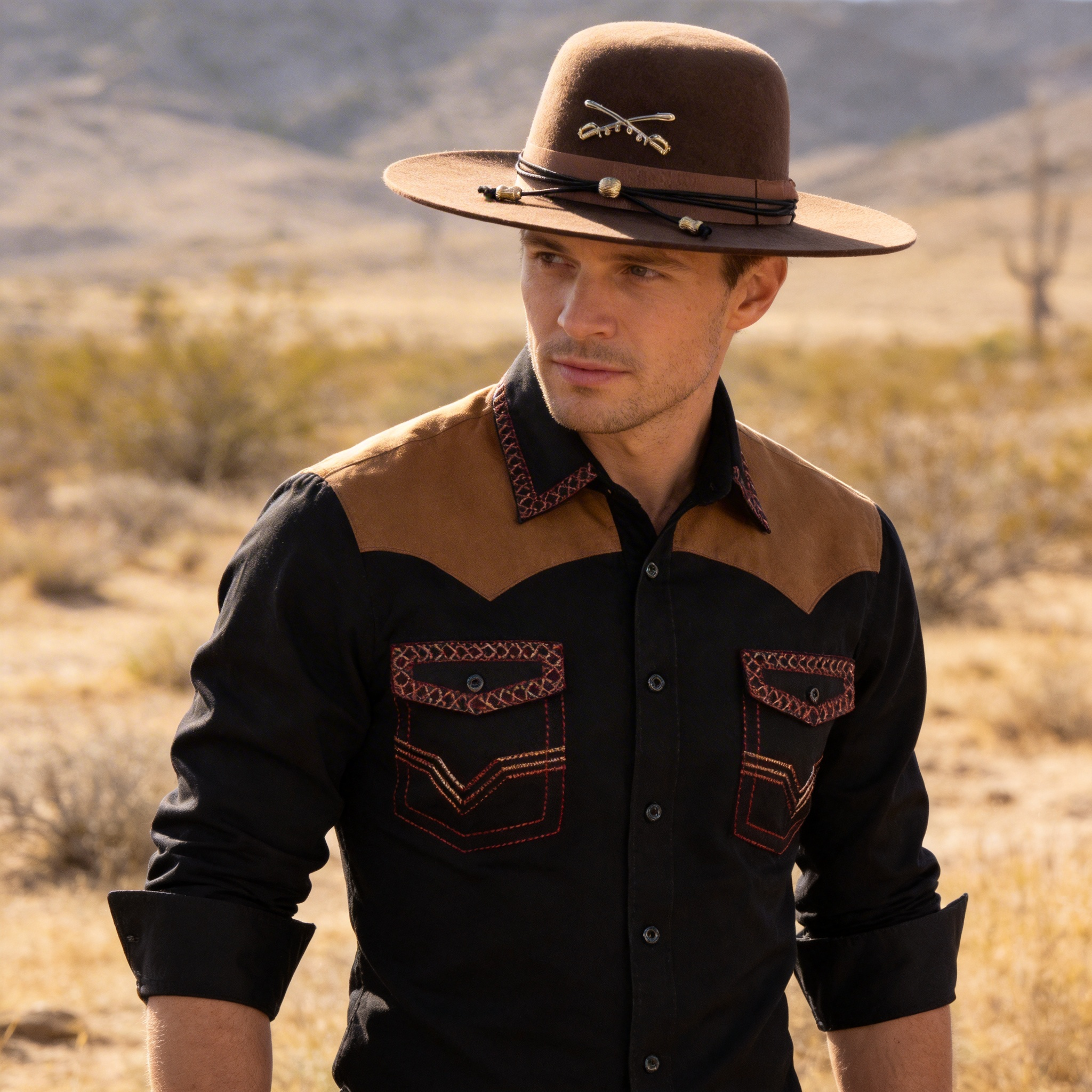 Modern Brown Hat – Minimalist Metal Trim