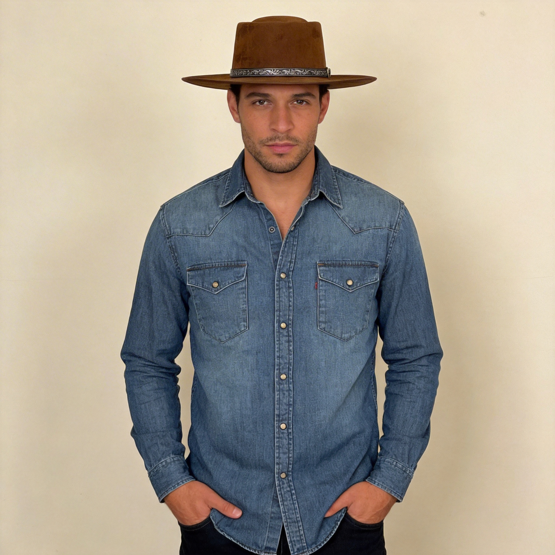 Premium Tan Felt Gambler Hat