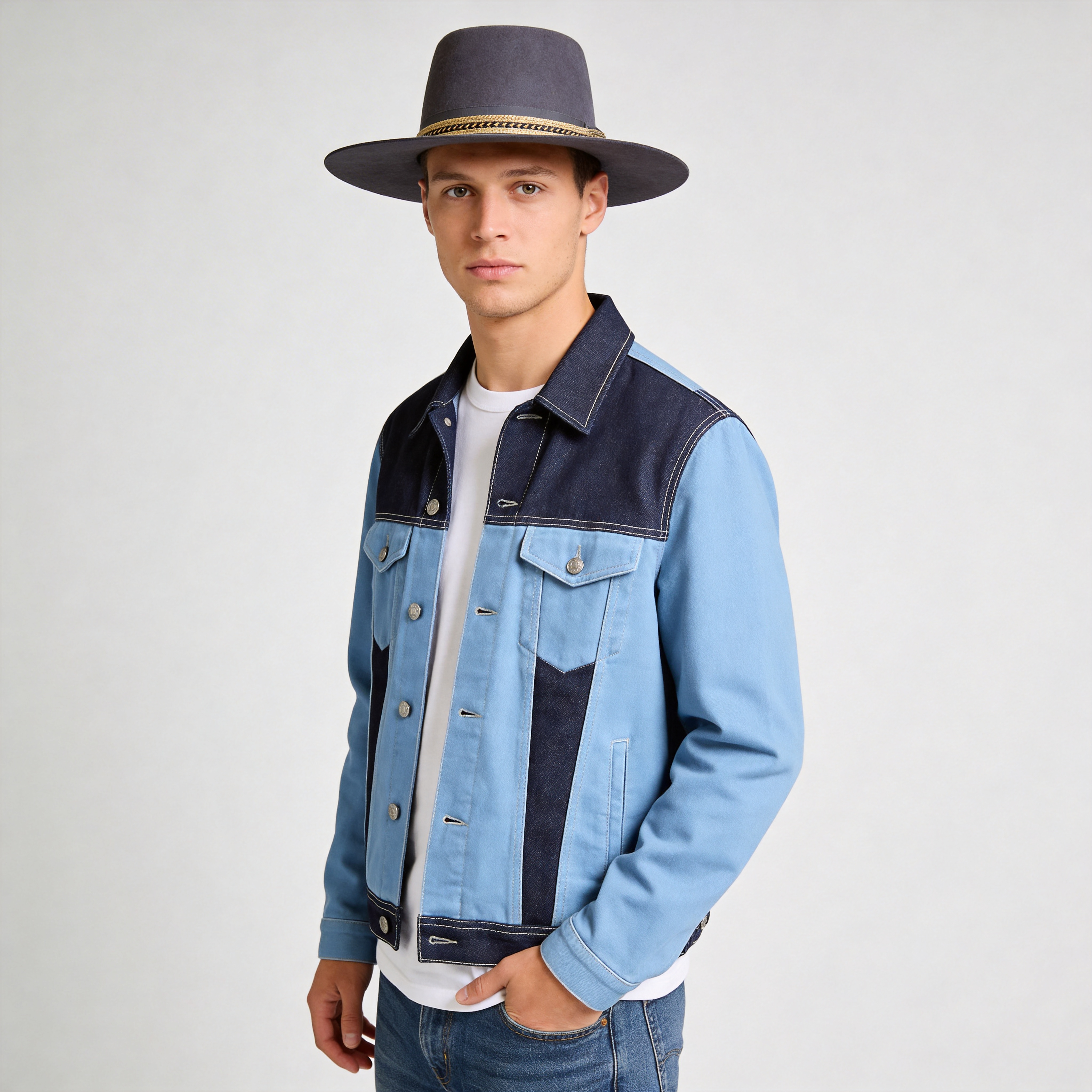 Gray Gambler Hat – Subtle Metallic Trim