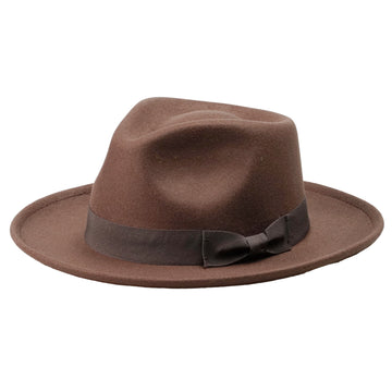 Coffee Brown Felt Fedora with Teardrop Crown