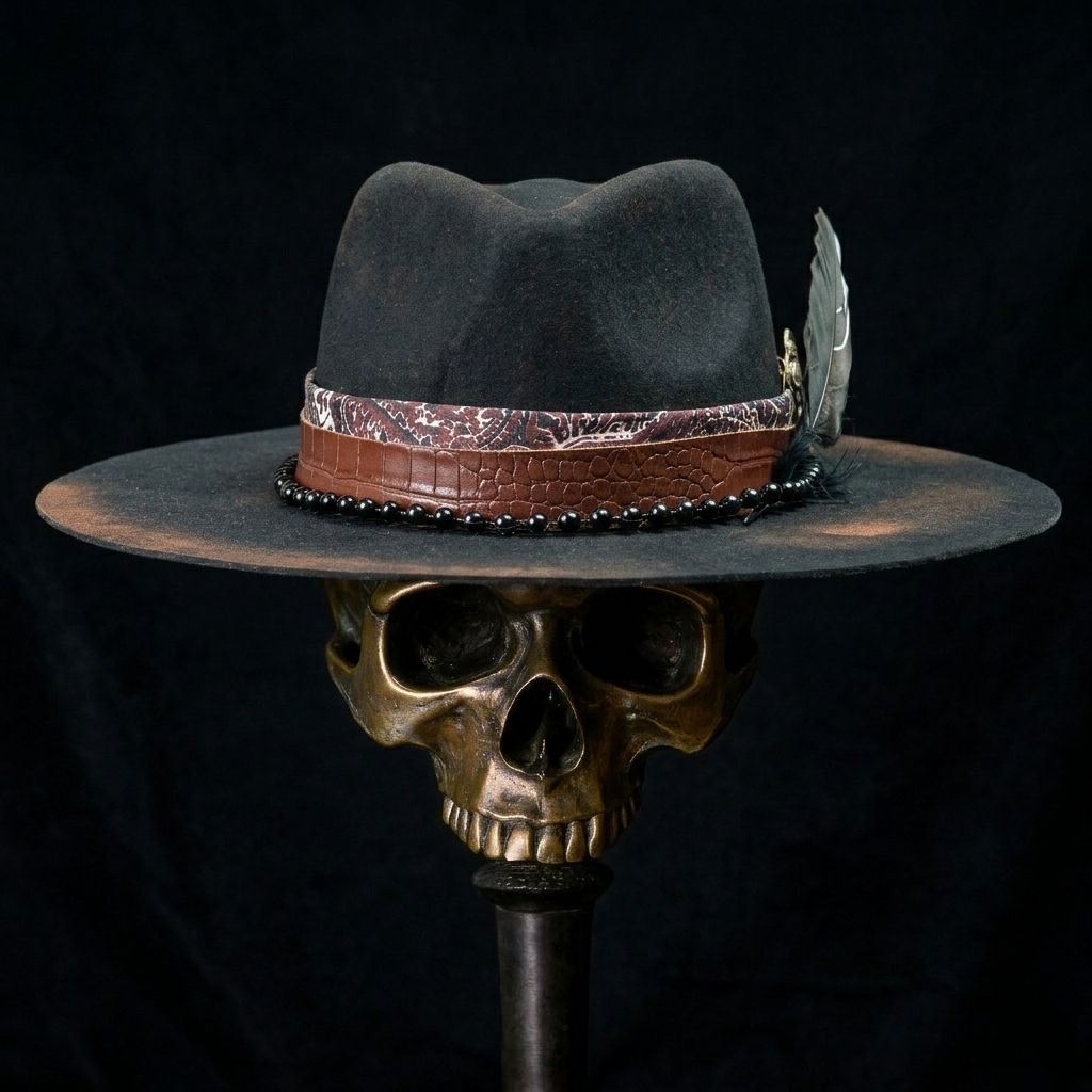 Hand-Burned Refined Felt Hat – Minimal Shape, Tactile Details