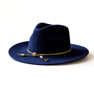 Modern Felt Hat Fedora Navy & Refined Metal Trim