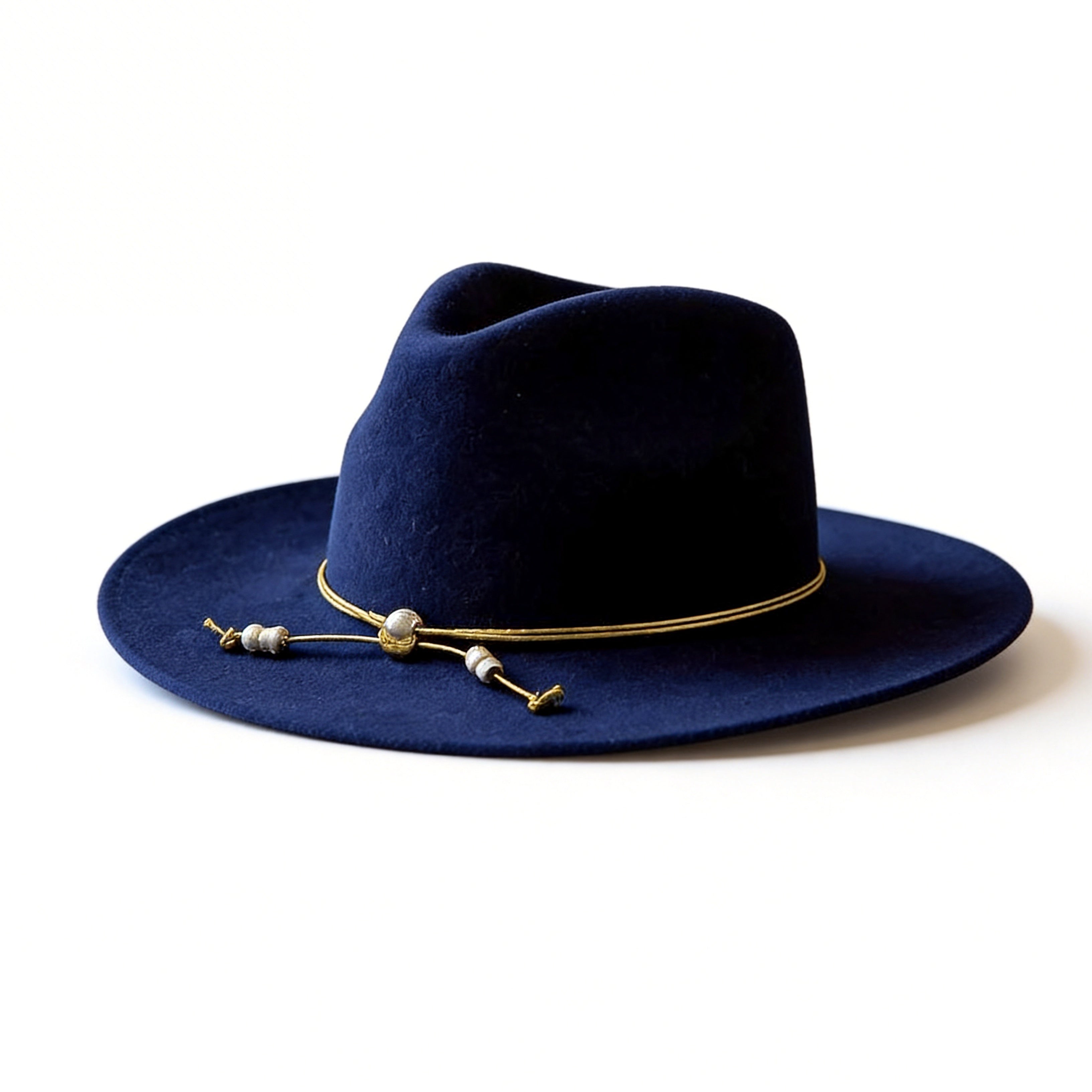 Modern Felt Hat Fedora Navy & Refined Metal Trim