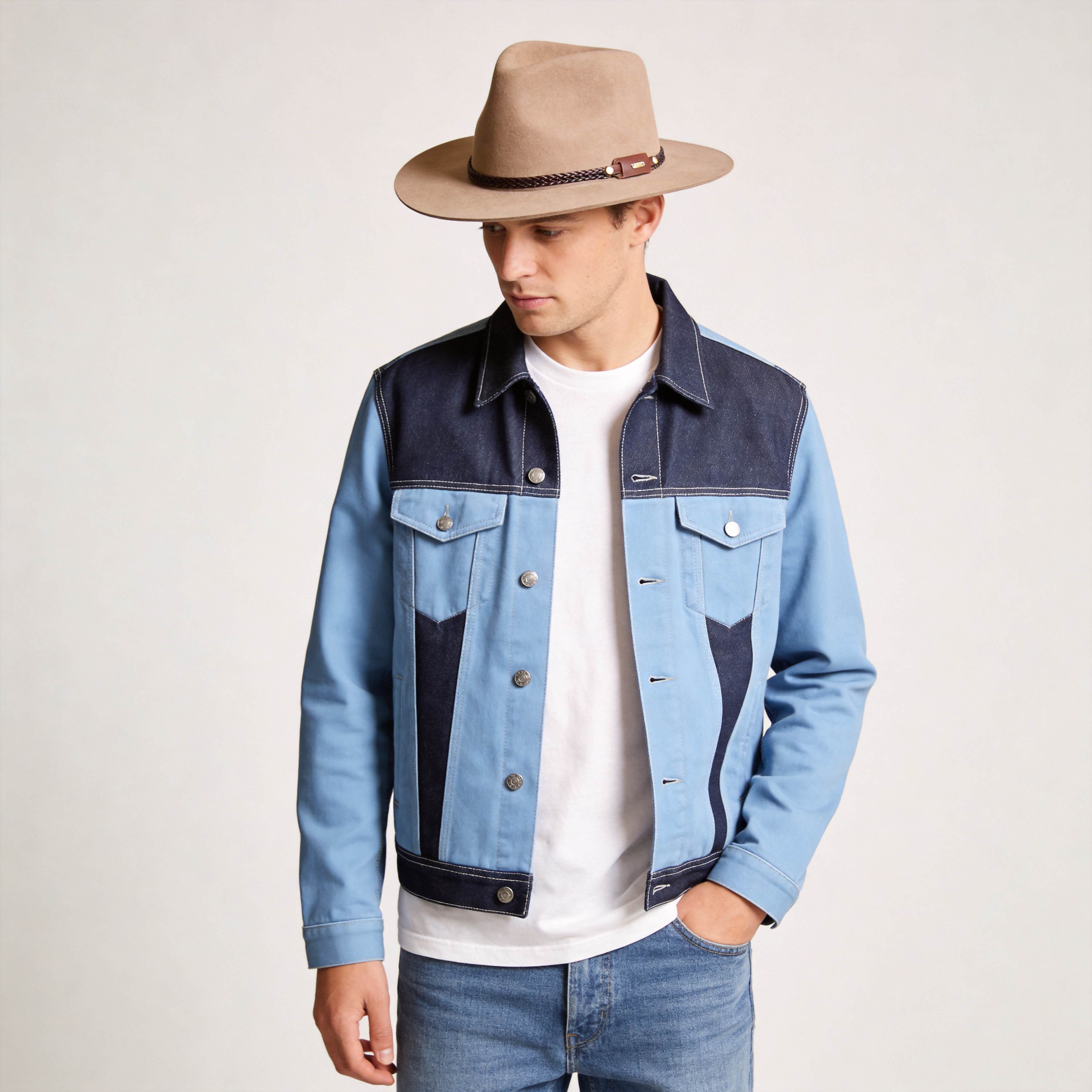 Earth-Tone Flat-Brim – Woven Leather Band
