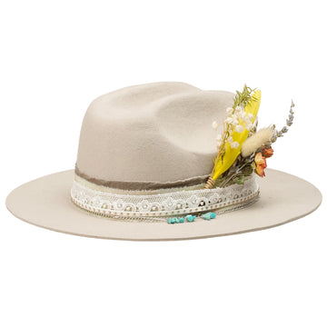Cattleman Fedora - Cream with Bright Dried Flowers