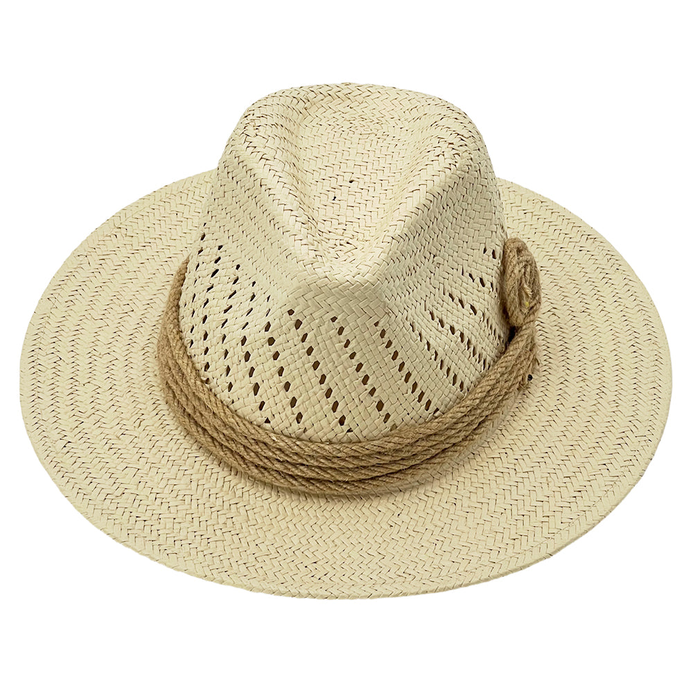 Breathable Ivory Hat – Hand-Formed Rope Accent