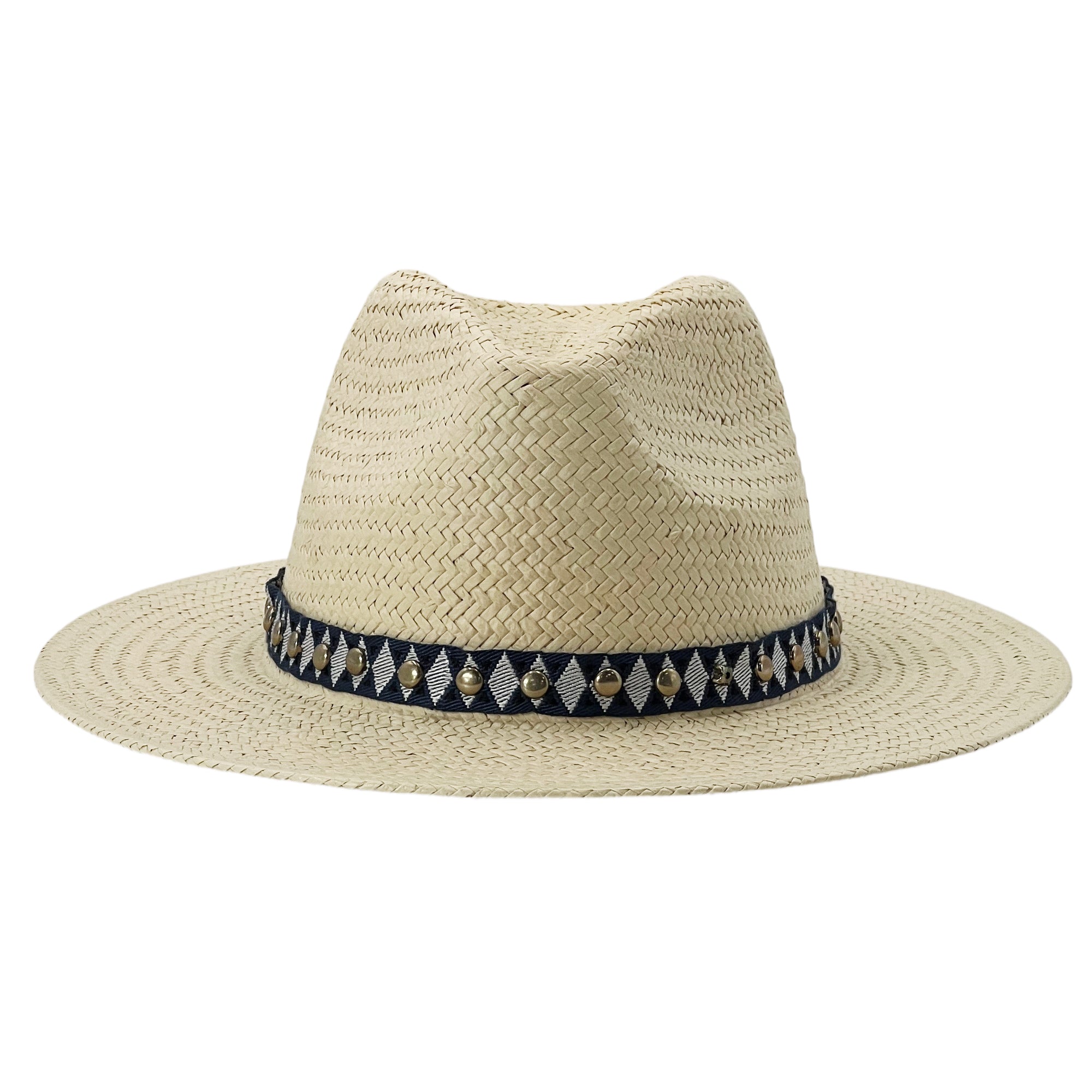 Beige Straw Hat – Woven Trim & Simple Clasp