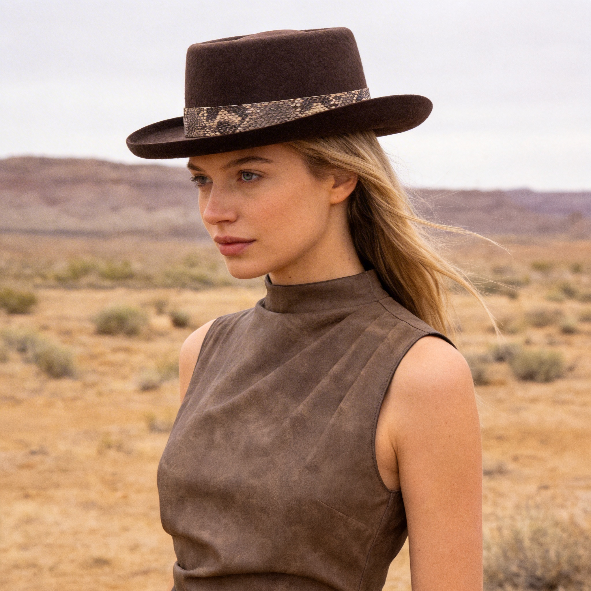 Brown Gambler Hat – Patterned Band
