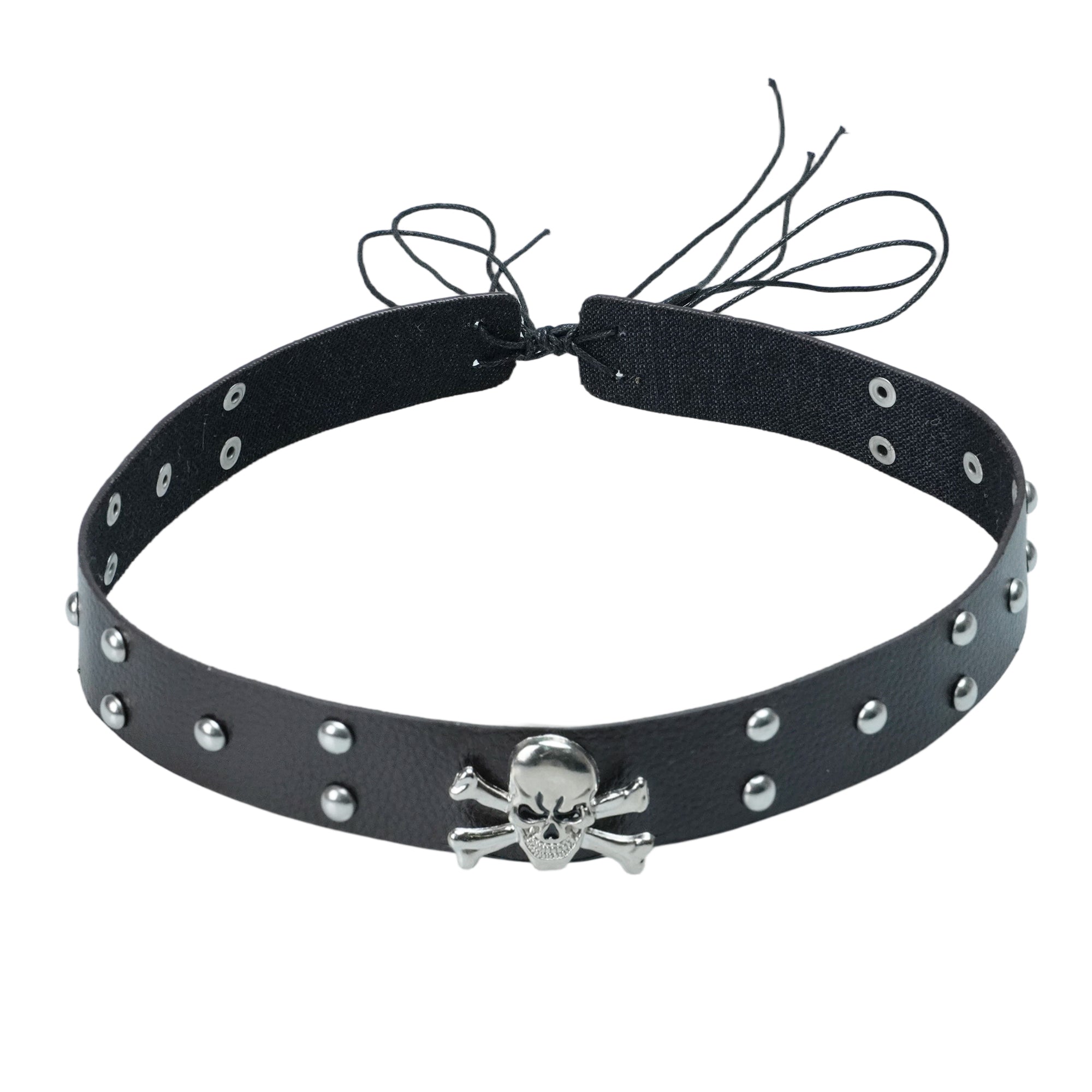 SILVER SKULL LEATHER HAT BAND