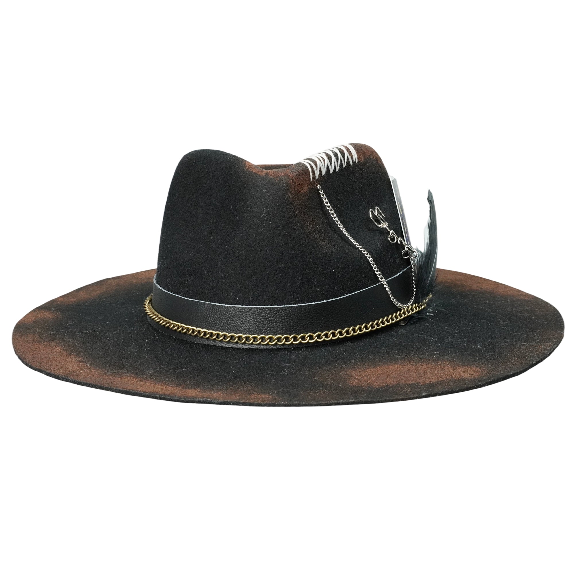 Hand-Burned Bold Felt Hat – Neutral Black, Textural Contrast