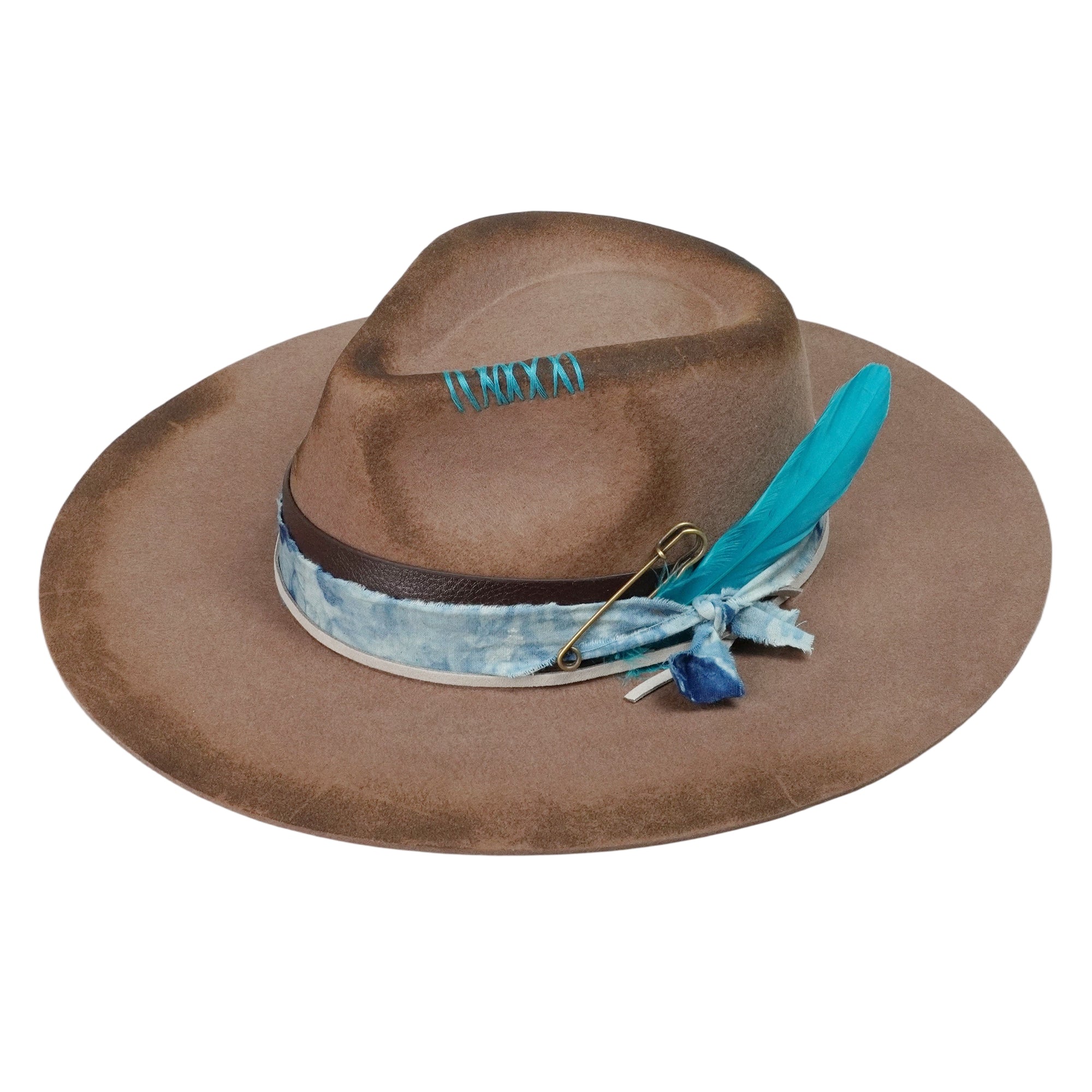 Refined Felt Hat – Burnt Finish, Eclectic Band Accent