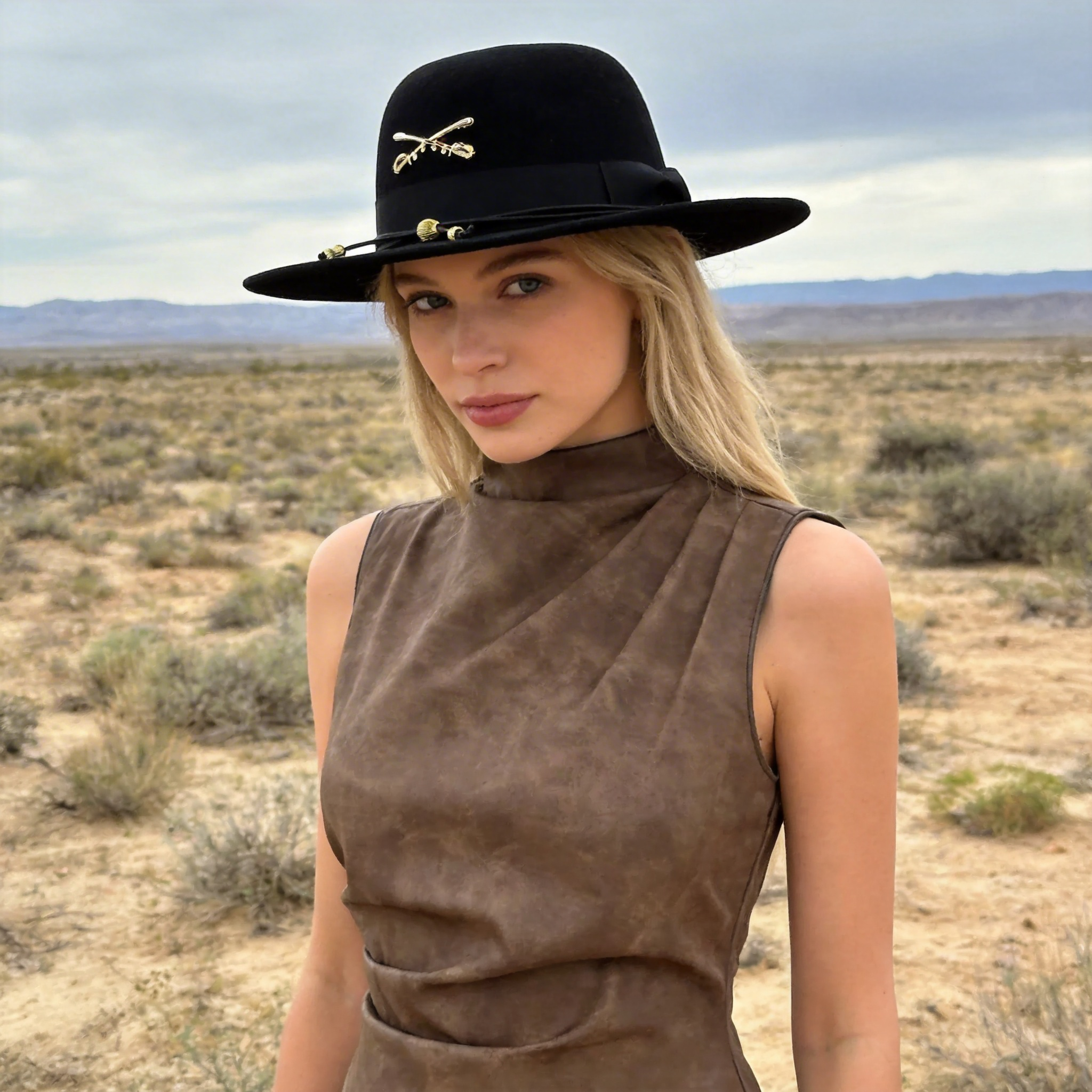 Black Flat-Brim – Custom Metal Accents