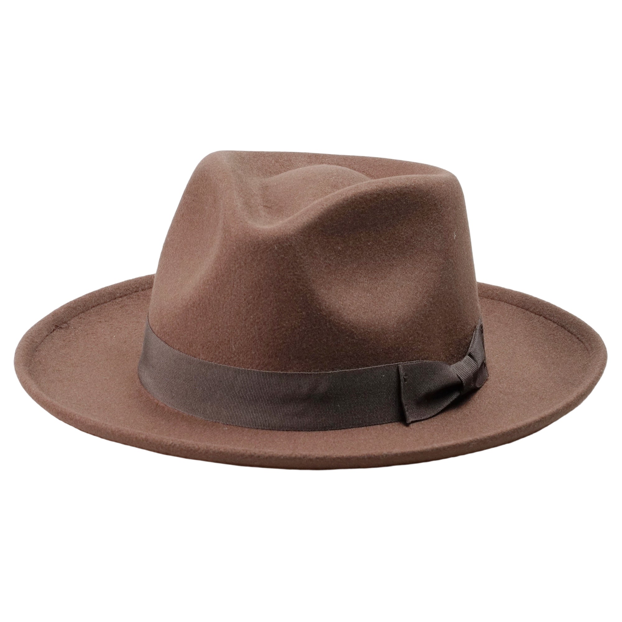 Coffee Brown Felt Fedora with Teardrop Crown