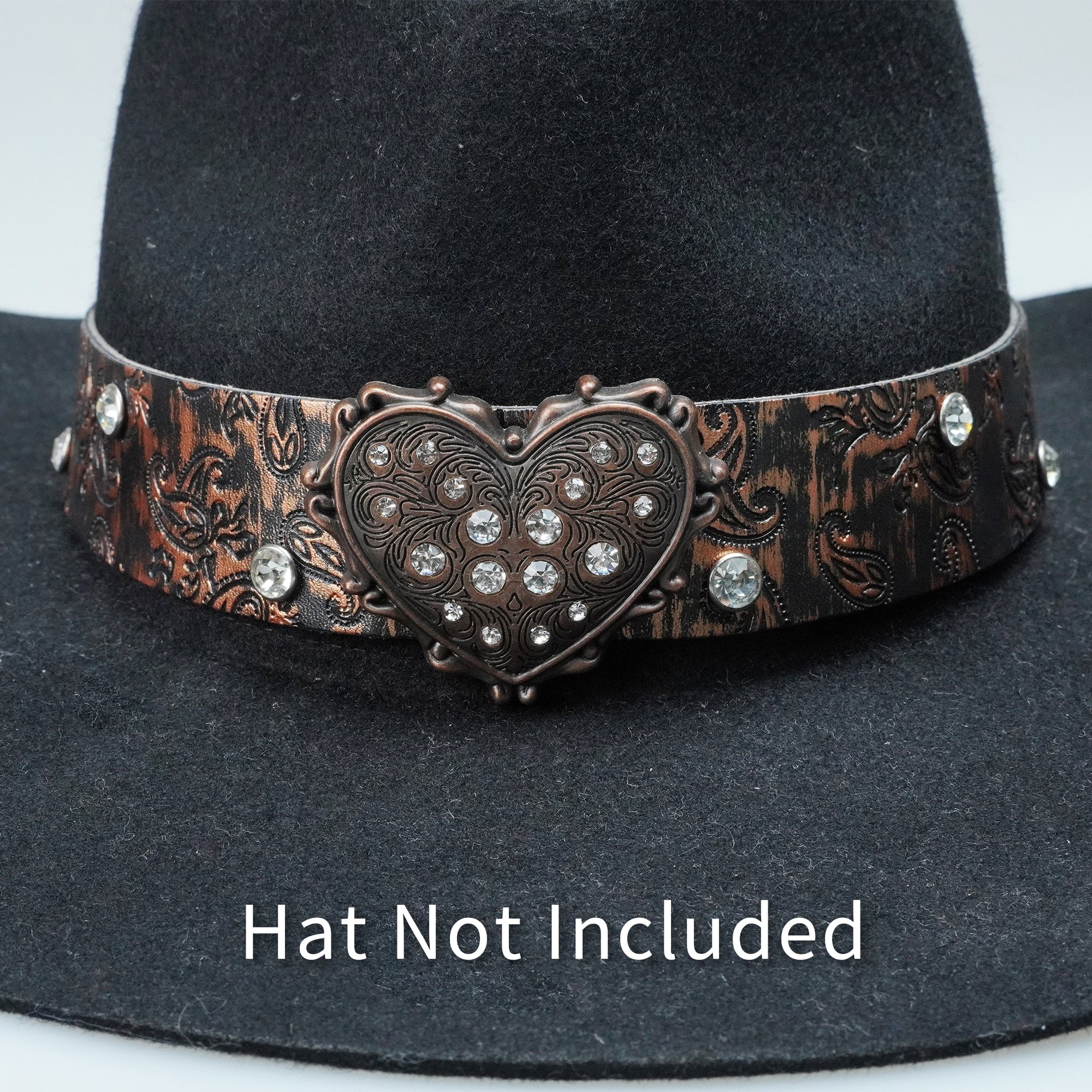 HEART METAL LEATHER HAT BAND