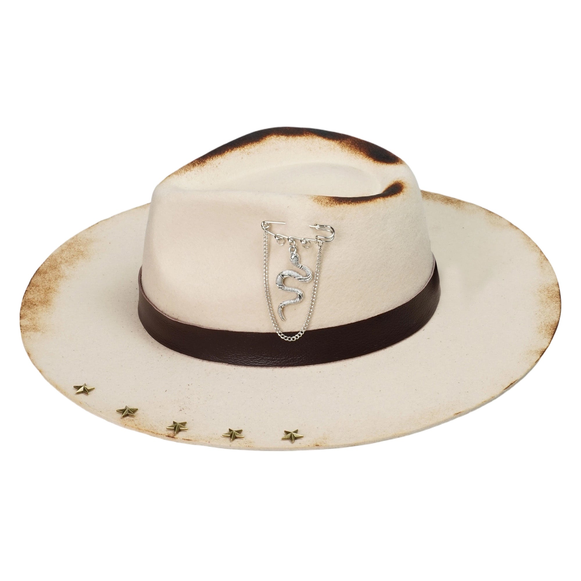 Artisan Felt Hat – Distressed Edge, Celestial Stars