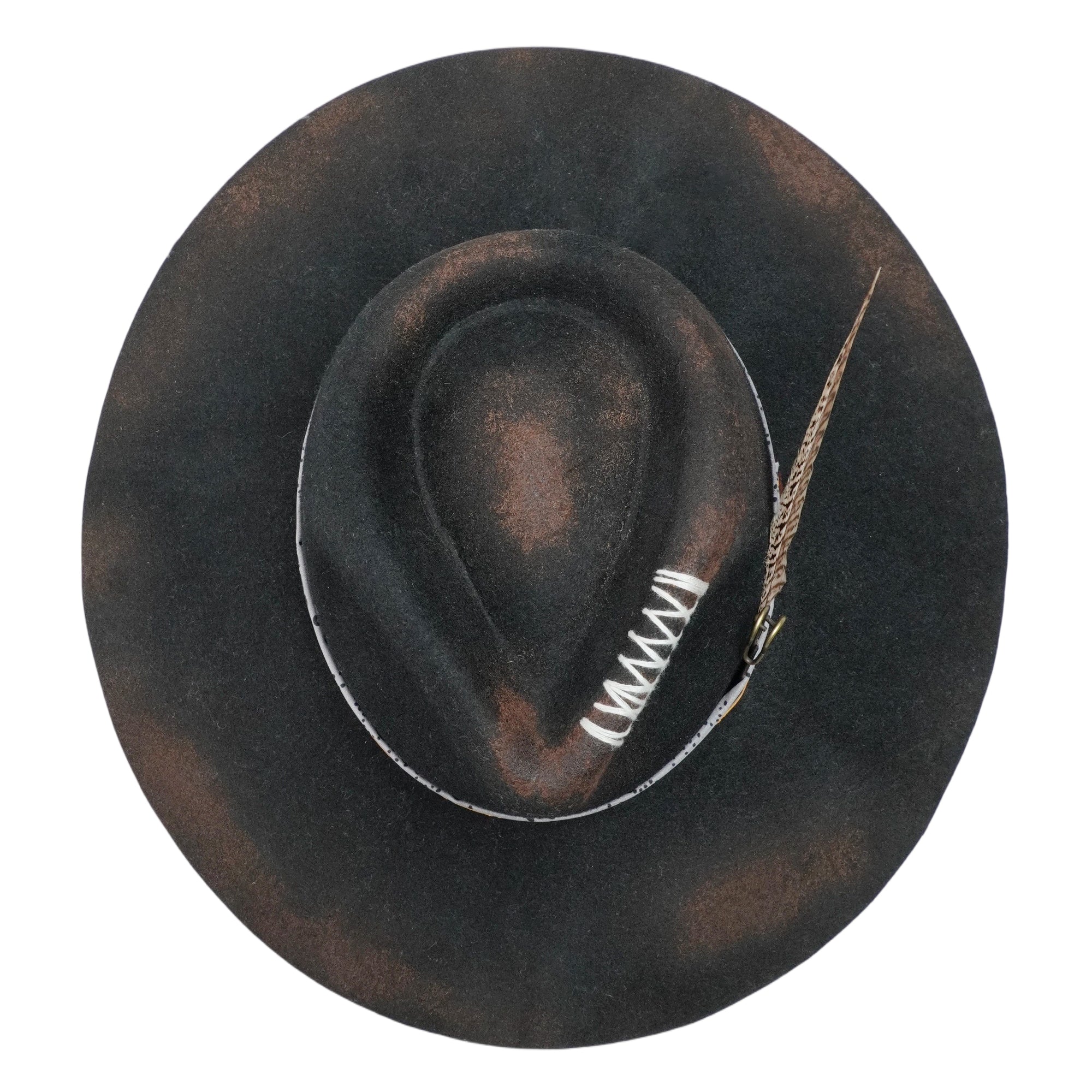 Felt Hat – Black with Teardrop Crown and Burnt Edges