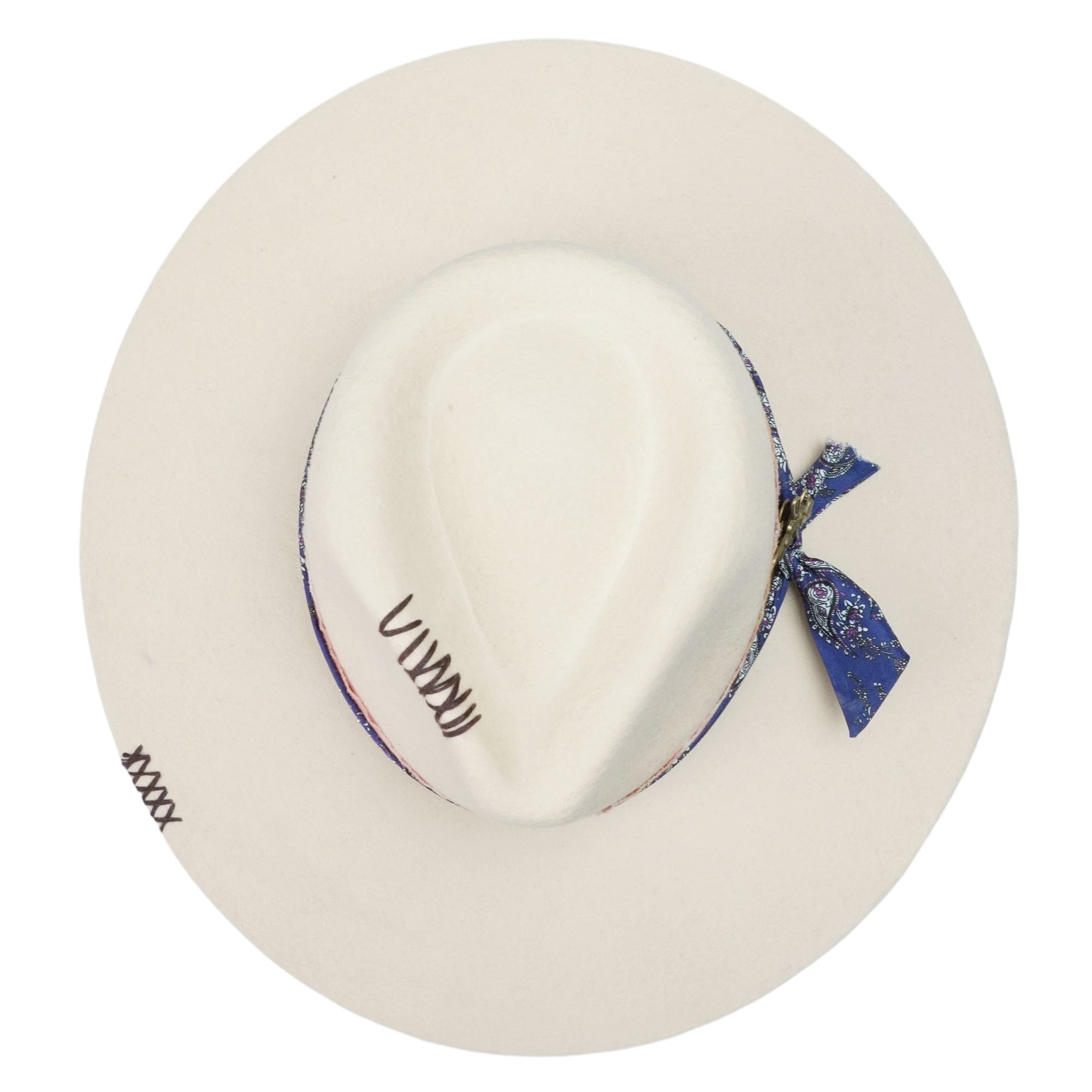 Elegant Off-White Hat with Delicate Metal Accent