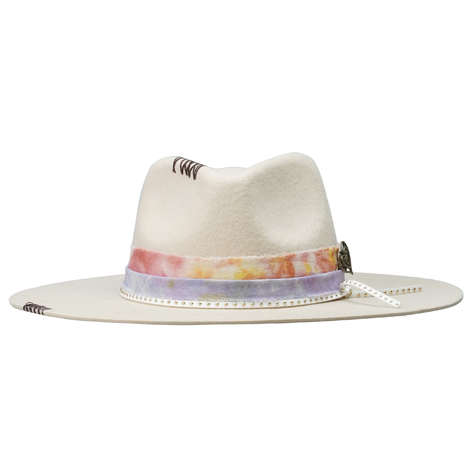 Teardrop Felt Hat with Tie-Dye Band & Pin