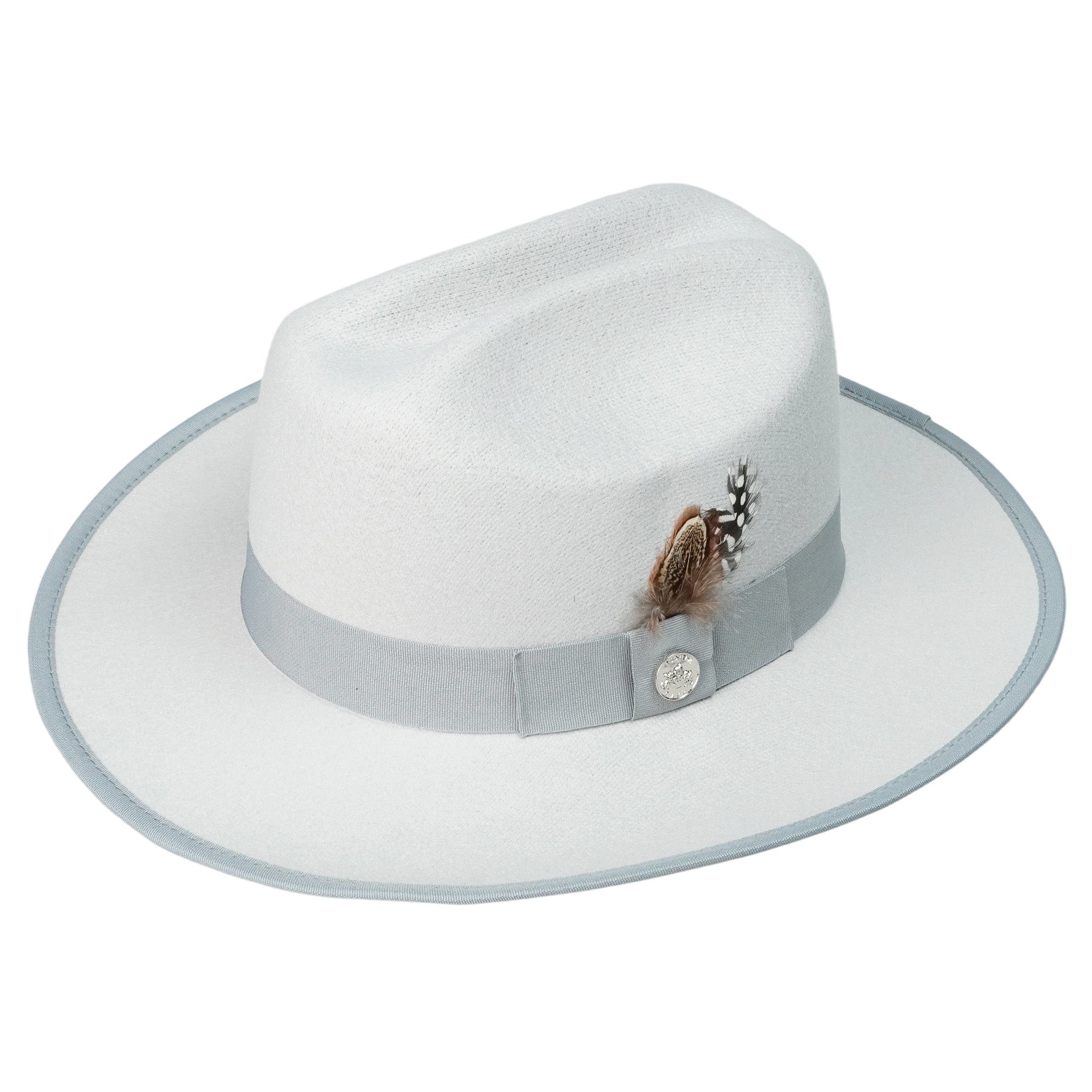Off-White Felt Cattleman Hat with Feather Band